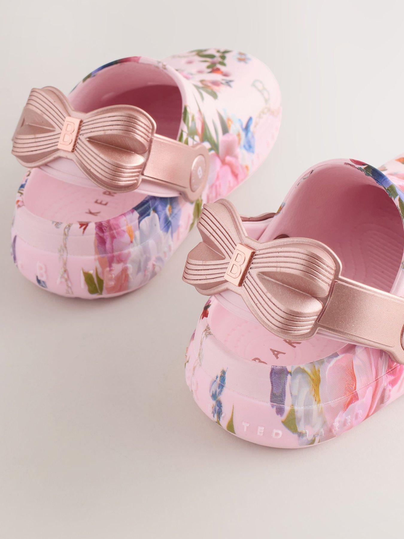  image of ted-baker-girls-floral-bow-clogs-pink