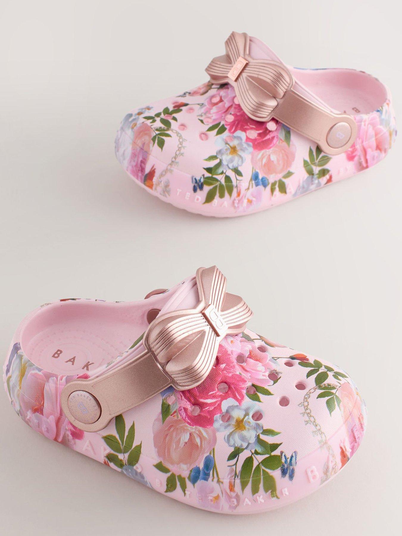  image of ted-baker-girls-floral-bow-clogs-pink