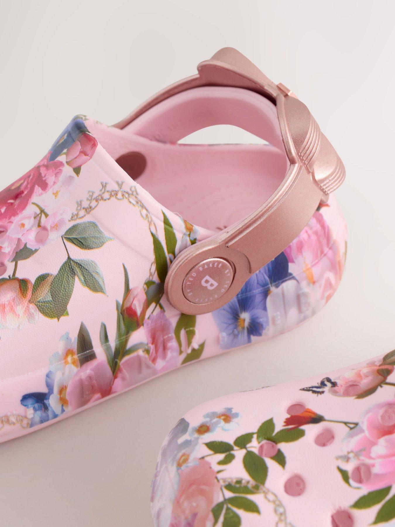  image of ted-baker-girls-floral-bow-clogs-pink