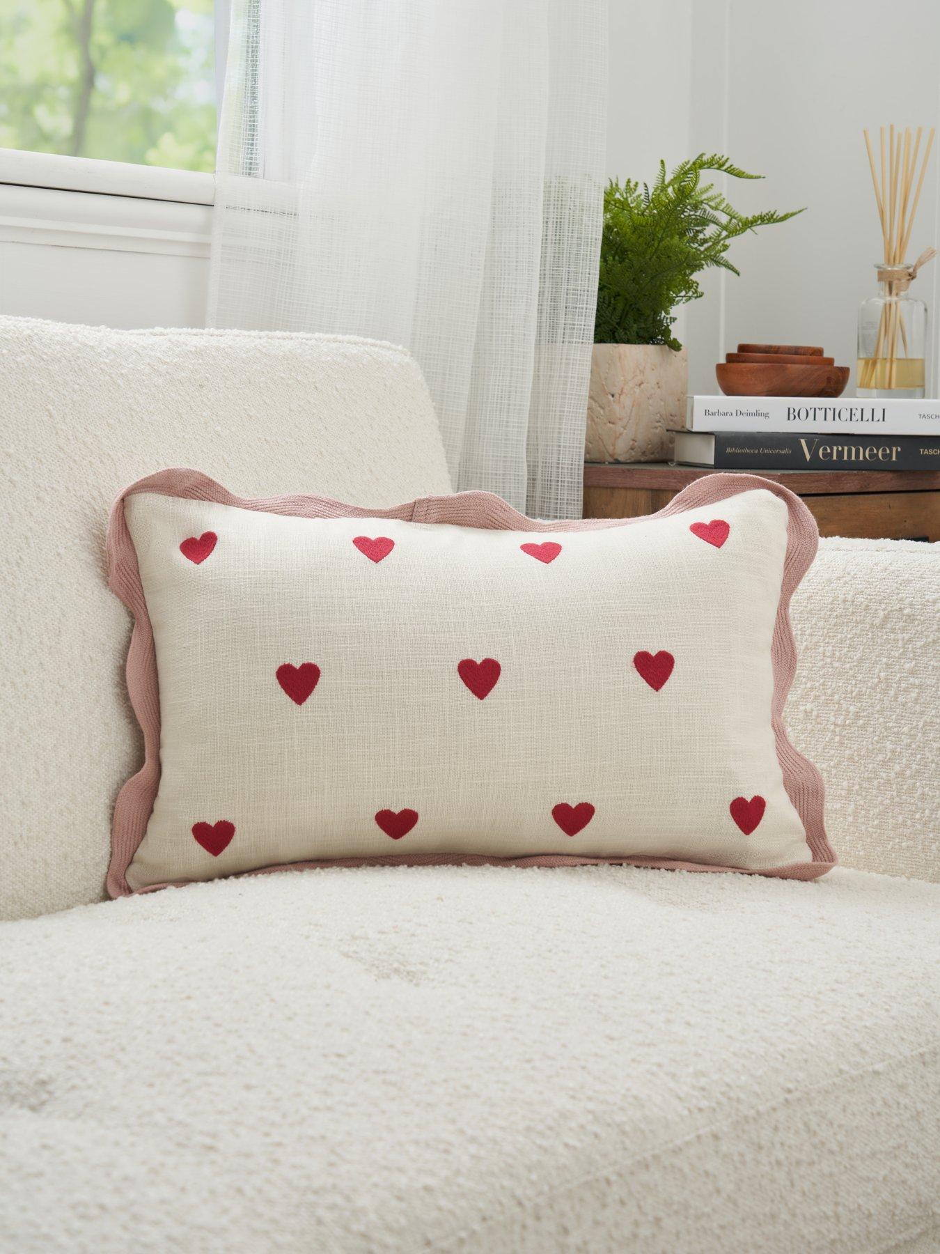 The Very Collection Scalloped Trim Heart Cushion