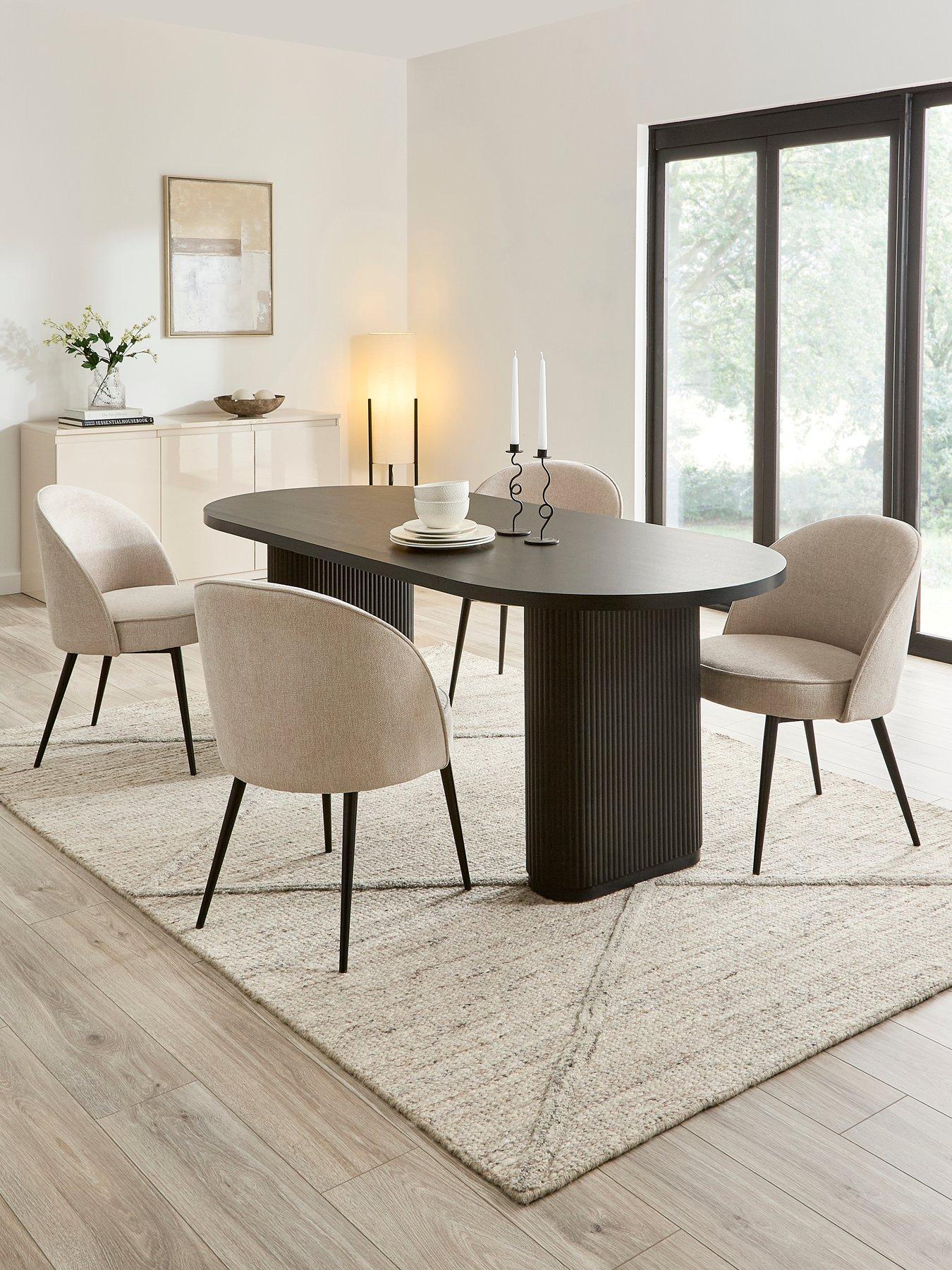 The Very Collection Carina Black 200cm Oval Dining Table And 4 Carina Natural Chairs - FSC® Certified