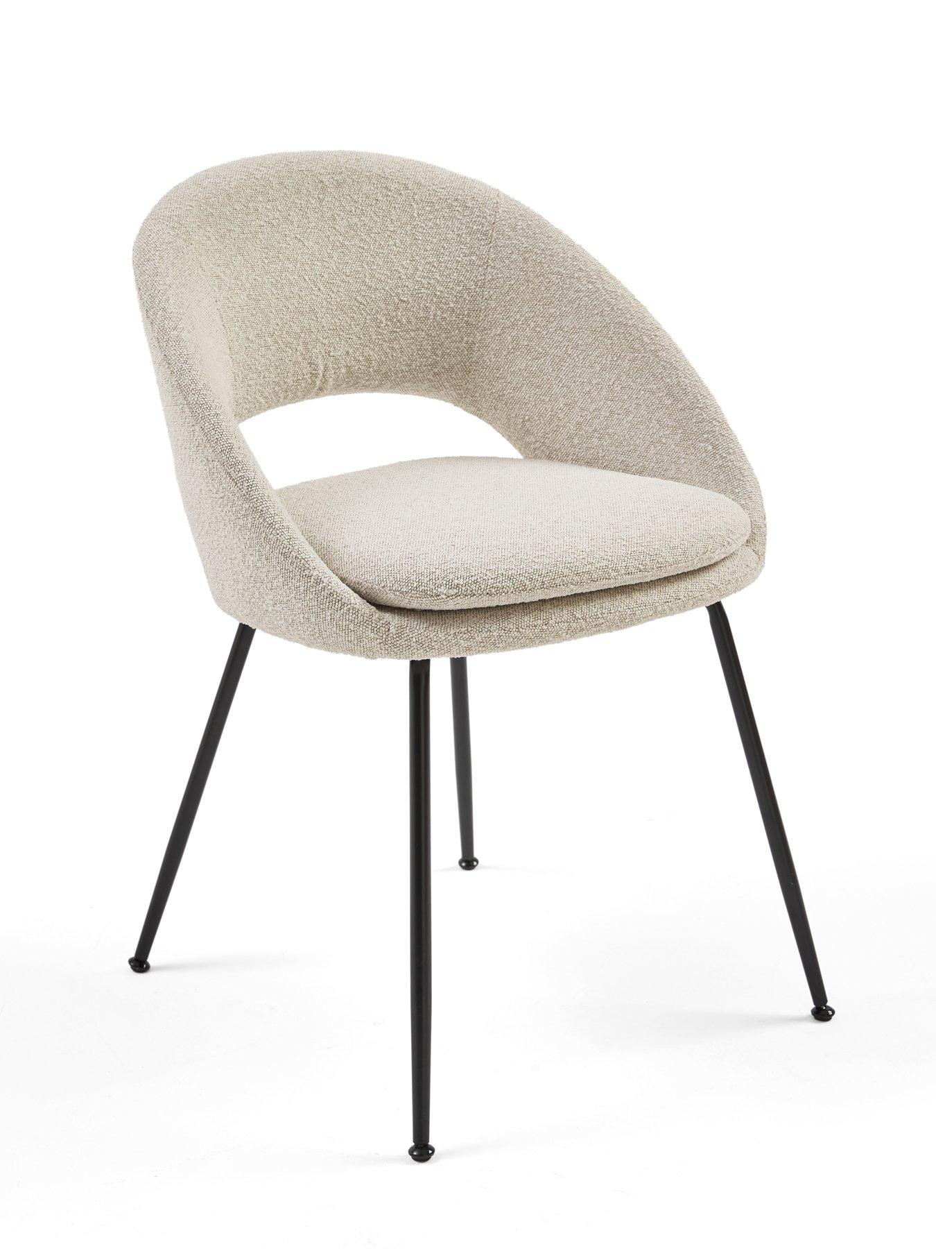 Image 5 of 7 of The Very Collection Carina Black 200cm Oval Dining Table &amp; 4 Aurelia Boucle Chairs - FSC&reg; Certified