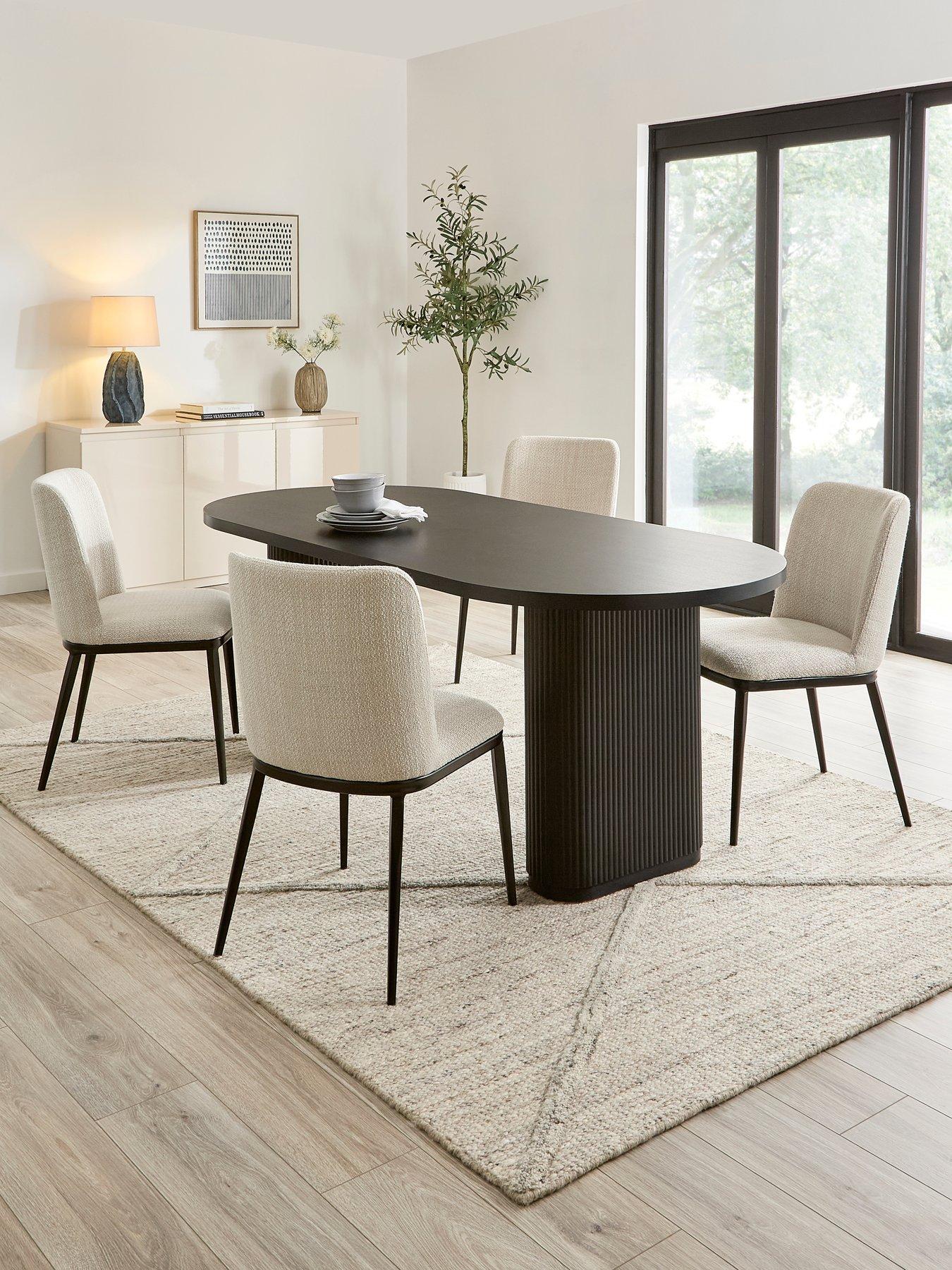 The Very Collection Carina Black 200cm Oval Dining Table  &  4 Willow Standard Chairs - FSC® Certified