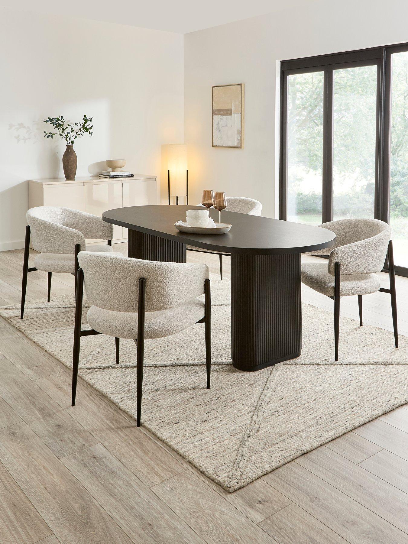 Image 1 of 7 of The Very Collection Carina Black 200cm Oval Dining Table &amp; 4 Romie Chairs - FSC&reg; Certified