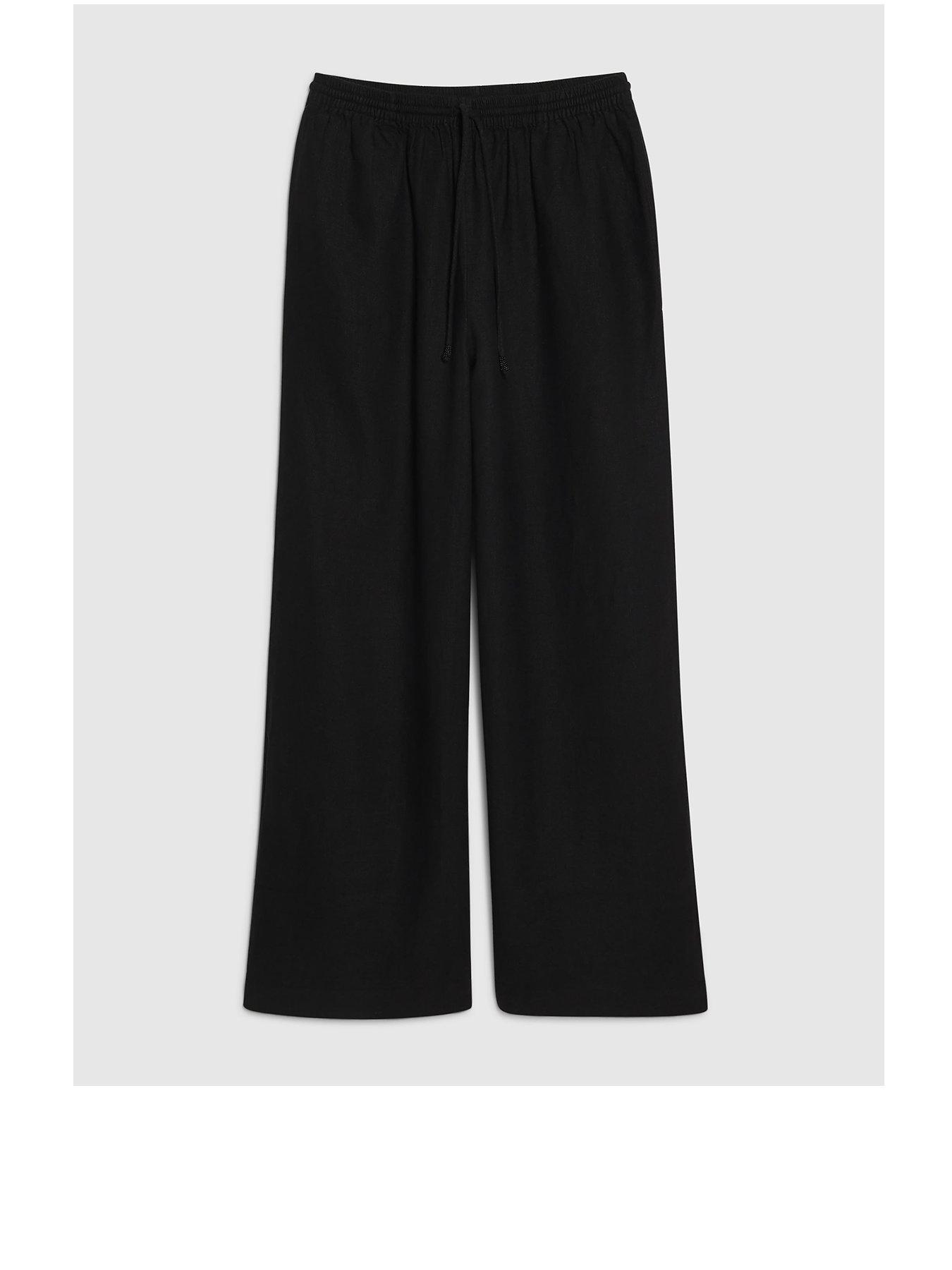  image of river-island-linen-trousers-black