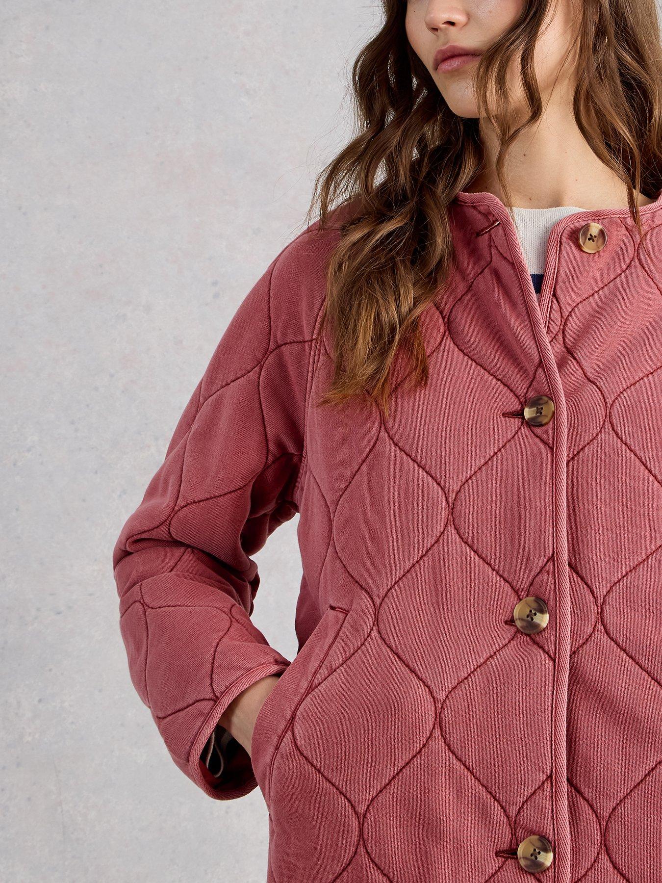 Image 4 of 6 of White Stuff Anya Jersey Quilted Jacket - Pink