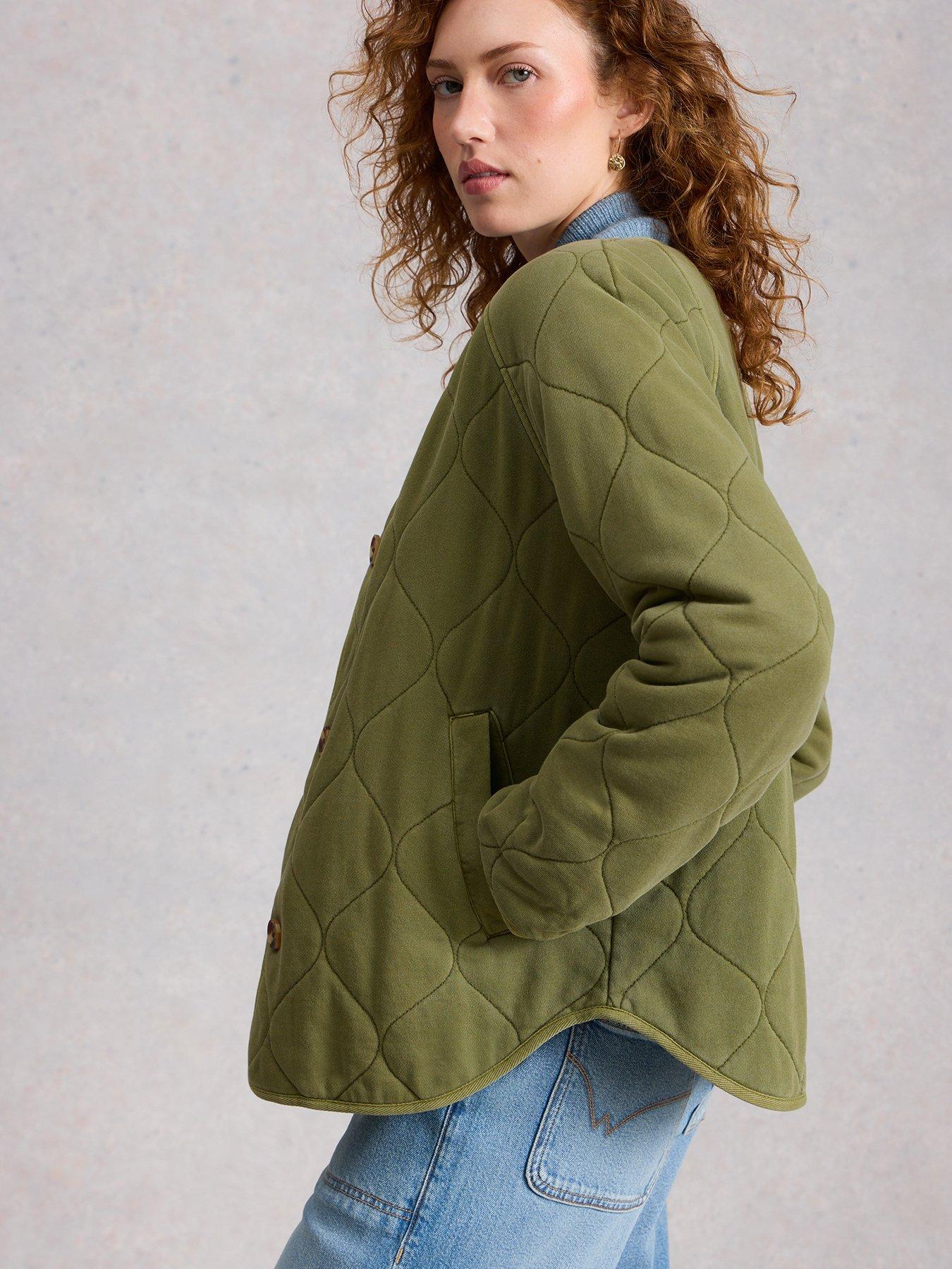 Image 4 of 6 of White Stuff Anya Jersey Quilted Jacket - Green