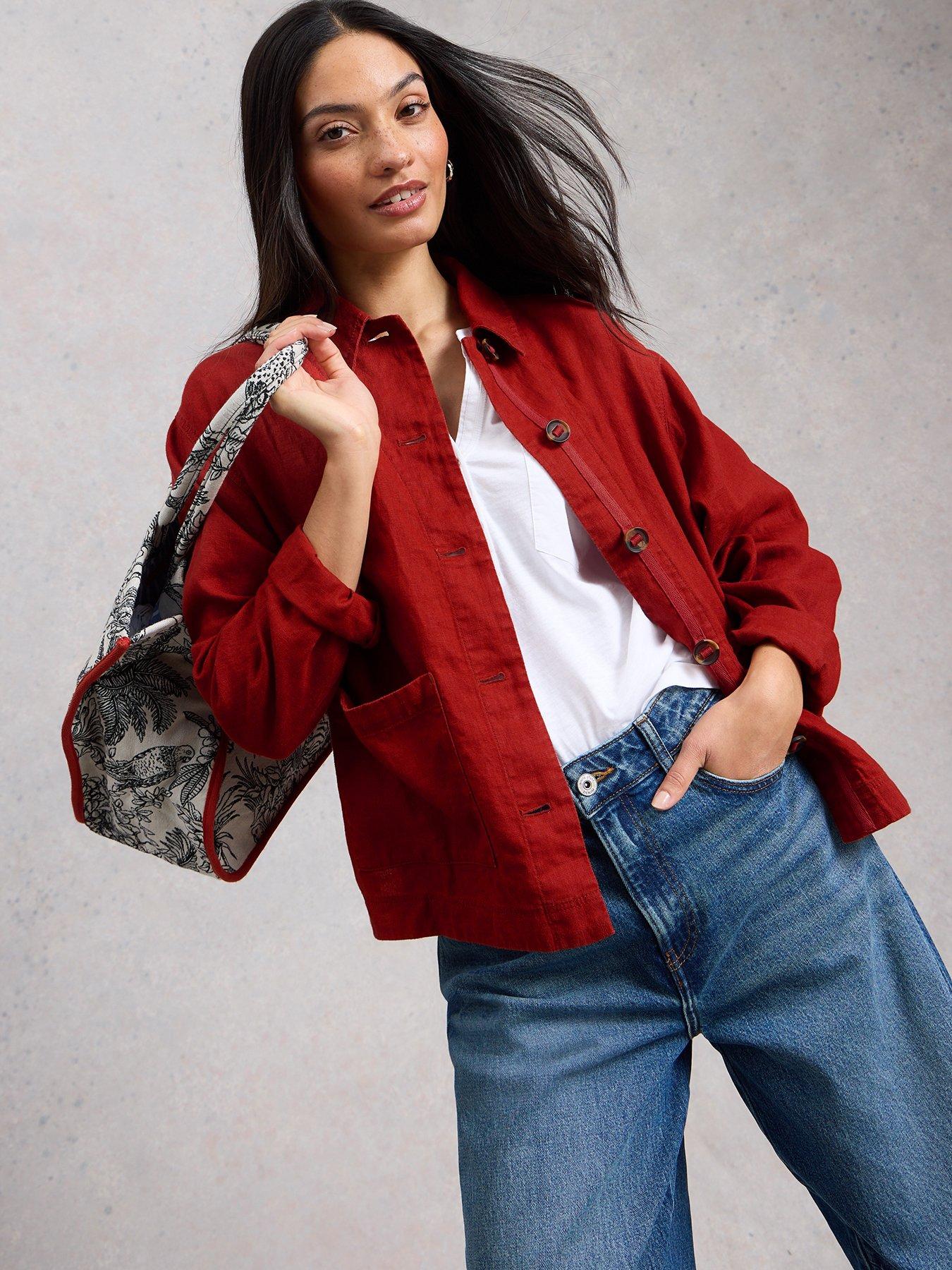 front image of white-stuff-isabel-linen-jacket-red