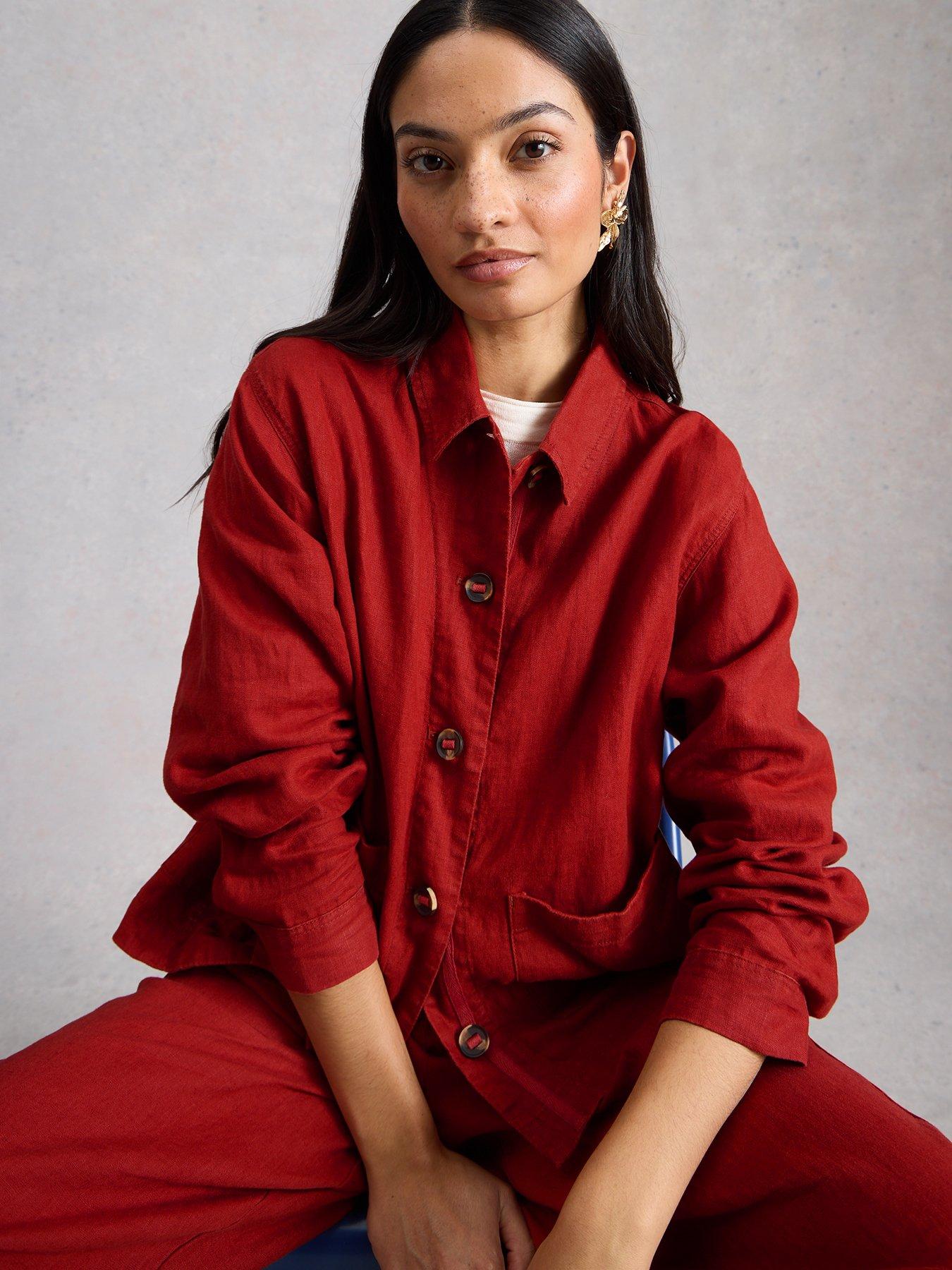  image of white-stuff-isabel-linen-jacket-red