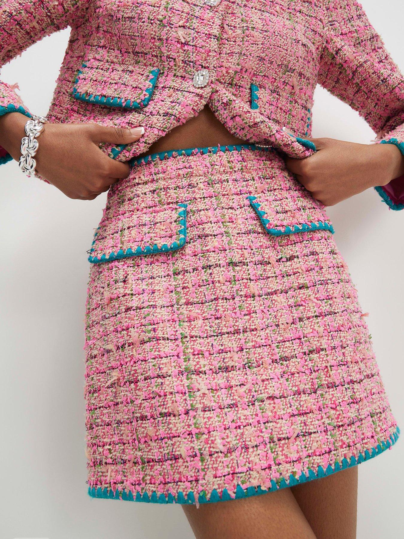 River Island Whipstitch Boucle Mini Skirt - Pink