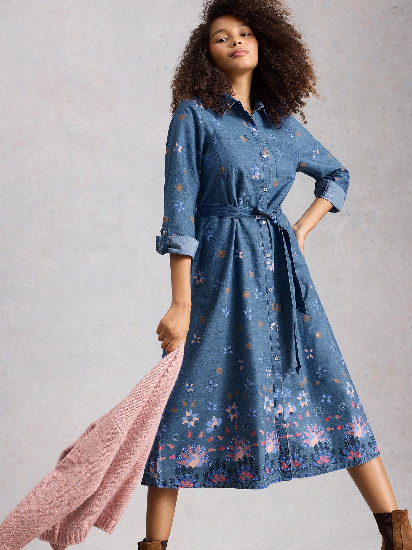 White Stuff Lana Denim Midi Dress - Blue