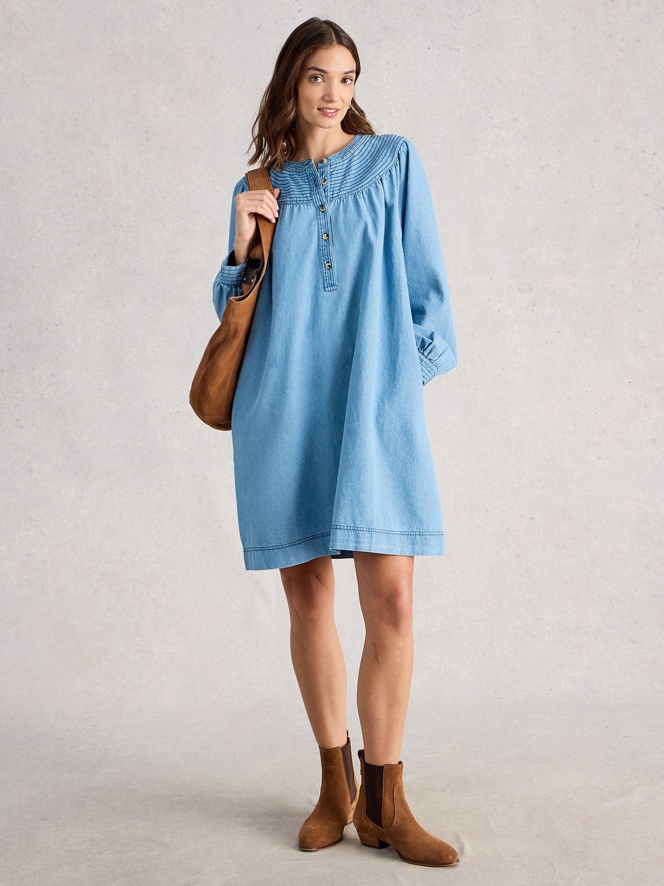 Image 1 of 6 of White Stuff Asher Denim Dress - Blue