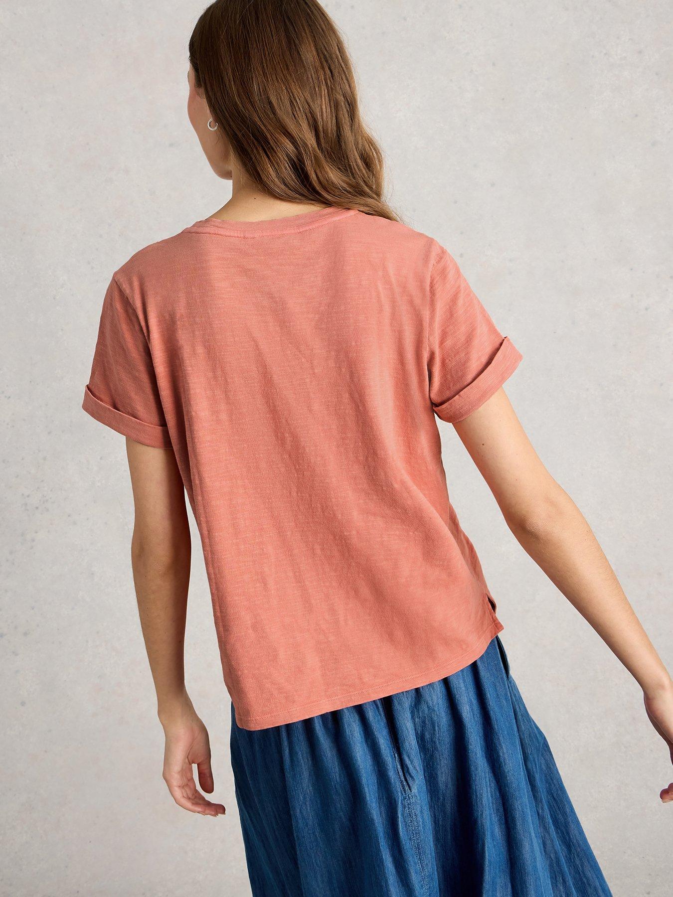 stillFront image of white-stuff-gina-embroidered-t-shirt-pink