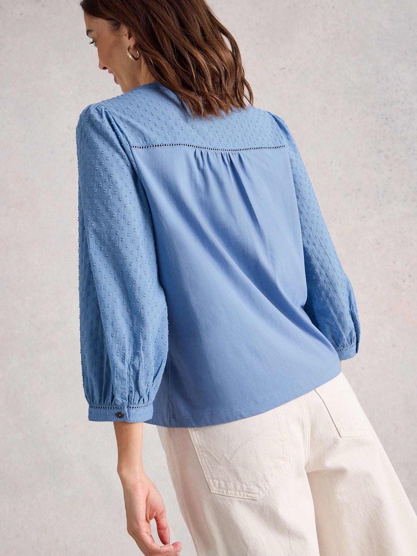 stillFront image of white-stuff-daisy-dobby-mix-top-blue