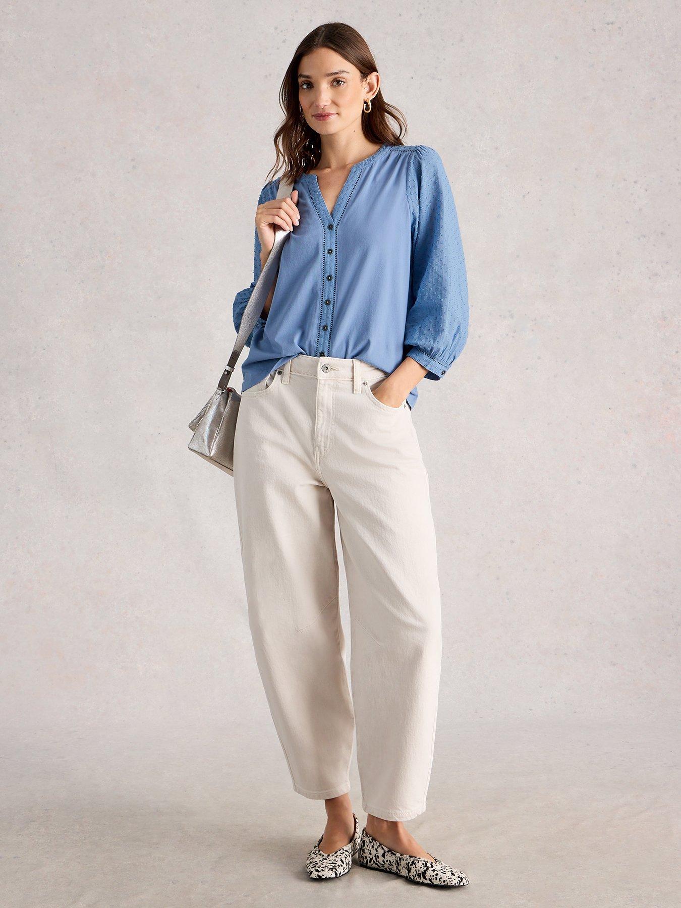  image of white-stuff-daisy-dobby-mix-top-blue