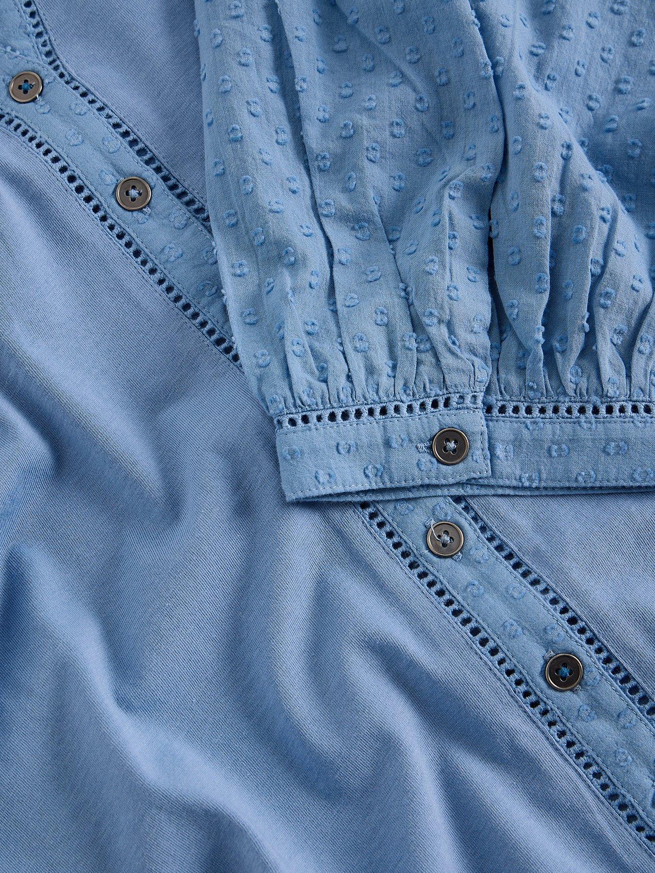  image of white-stuff-daisy-dobby-mix-top-blue