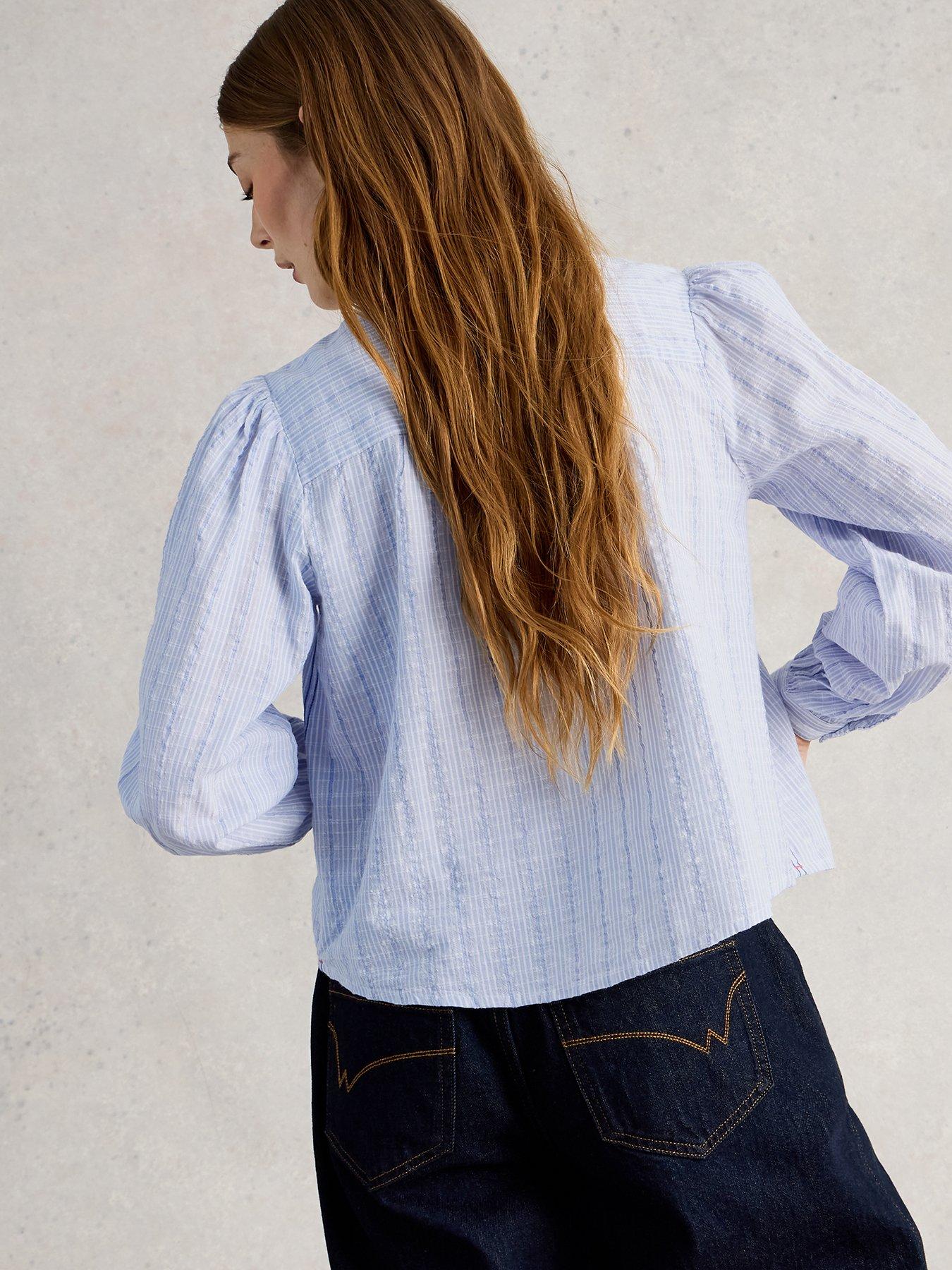  image of white-stuff-sammy-smock-top-blue