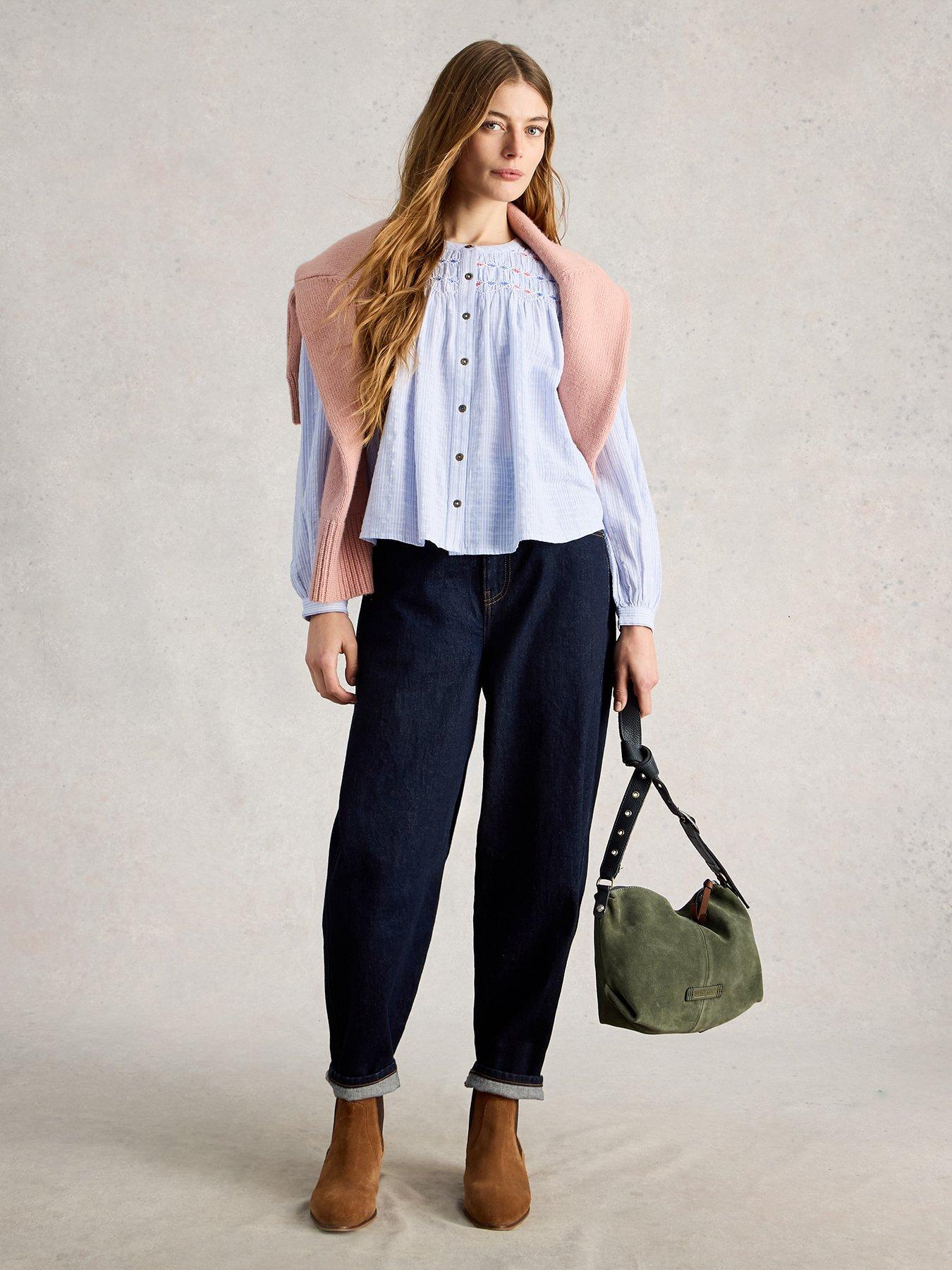  image of white-stuff-sammy-smock-top-blue
