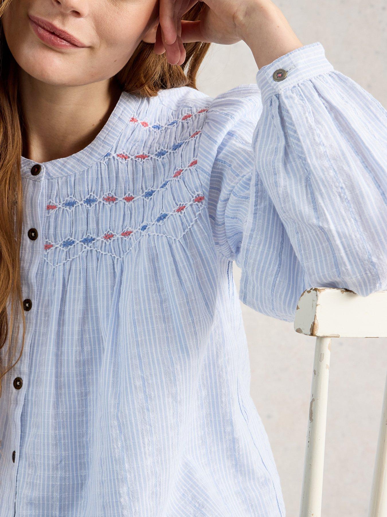  image of white-stuff-sammy-smock-top-blue