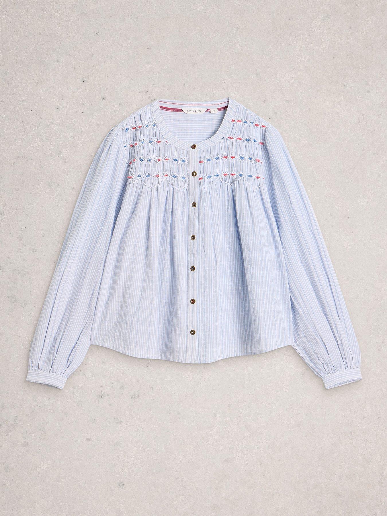  image of white-stuff-sammy-smock-top-blue
