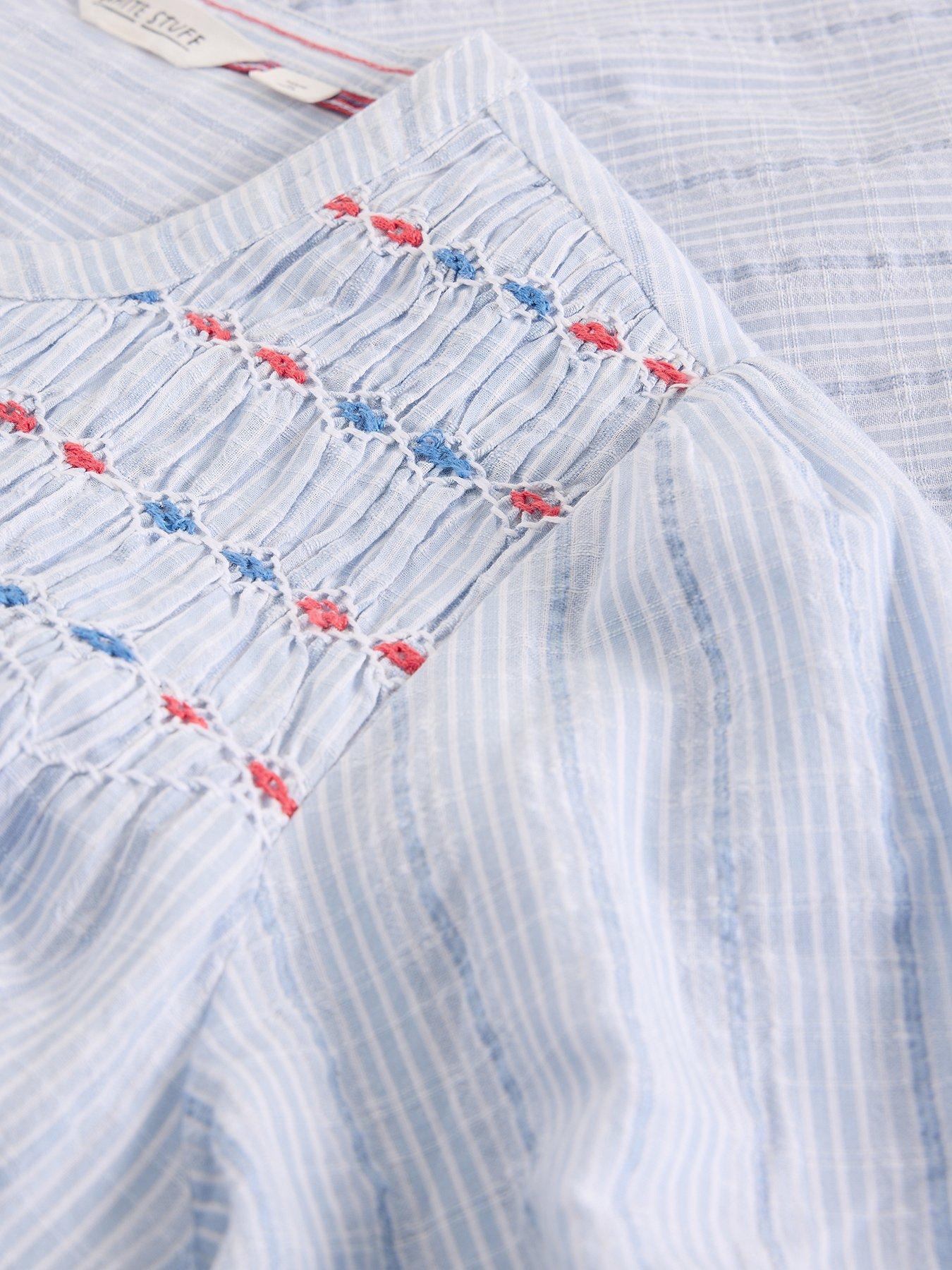  image of white-stuff-sammy-smock-top-blue