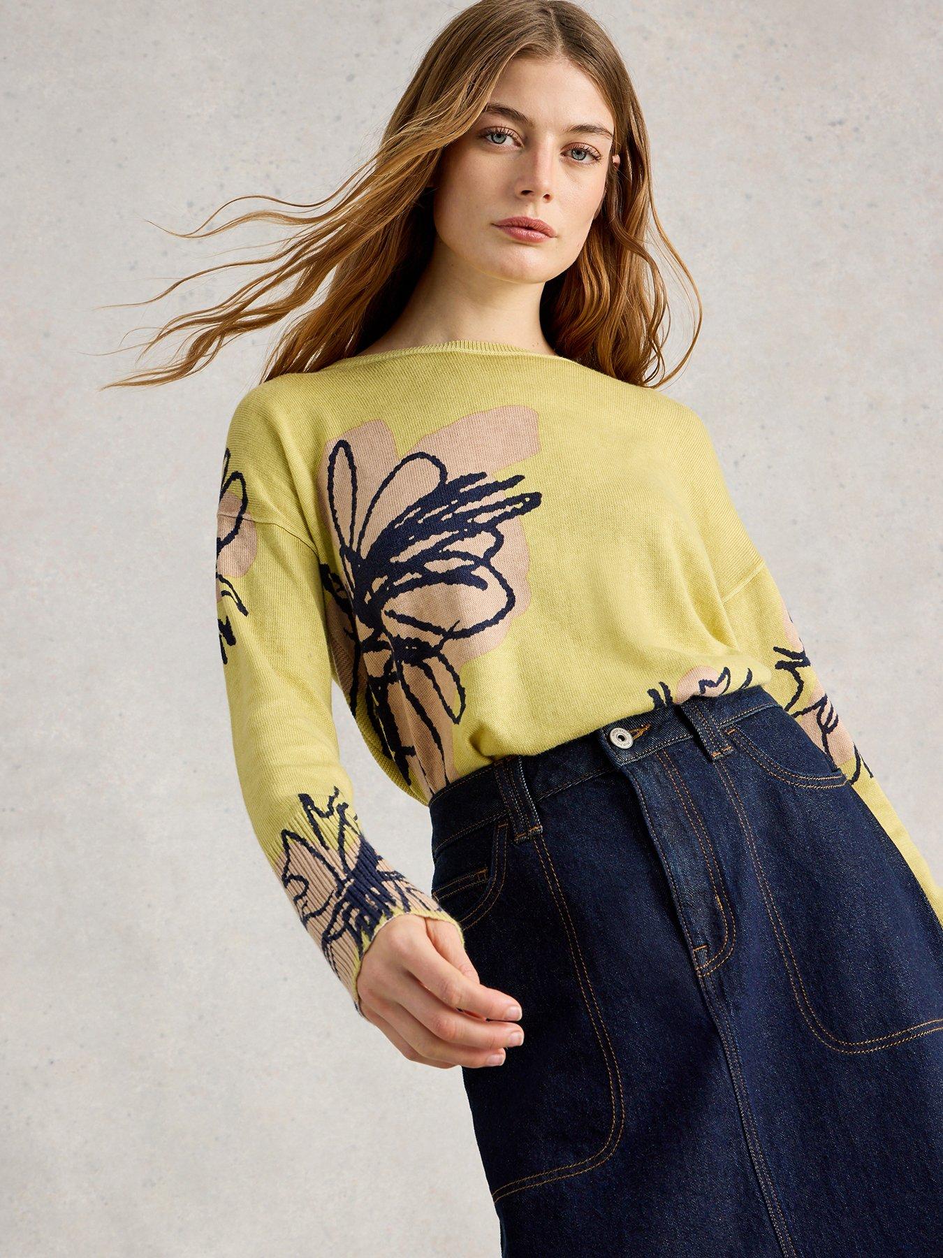 White Stuff Olive Print Jumper - Yellow