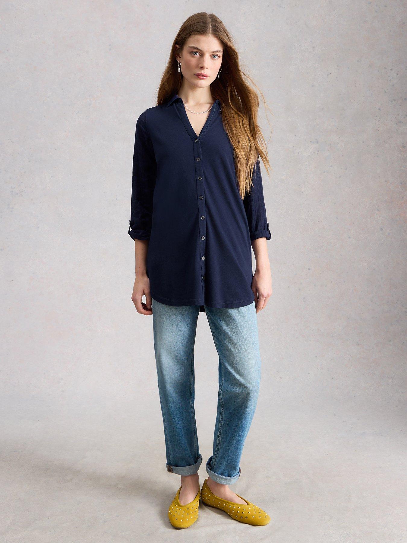  image of white-stuff-annie-mix-longline-navy