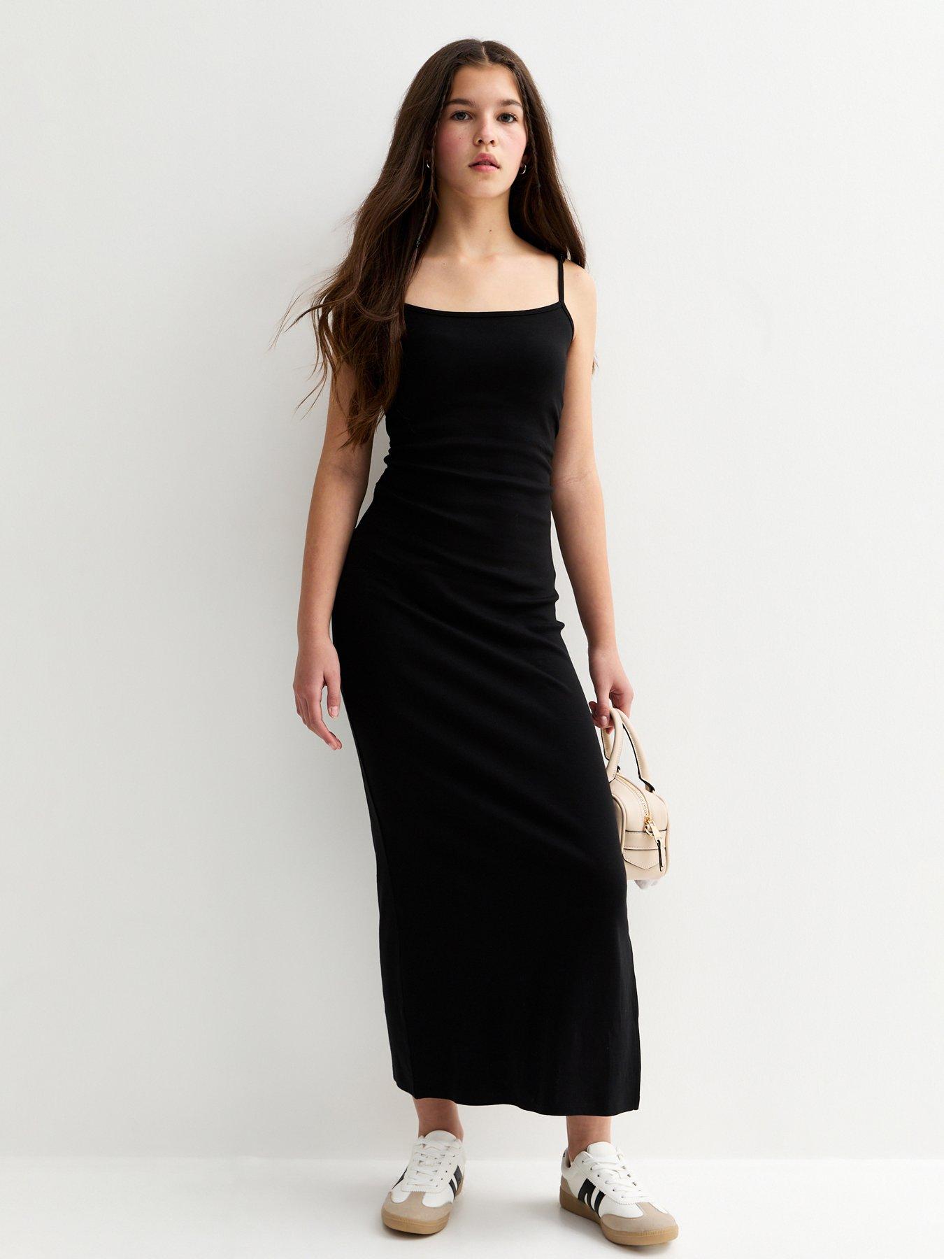 new-look-915-girls-ruched-jersey-maxi-dress-black