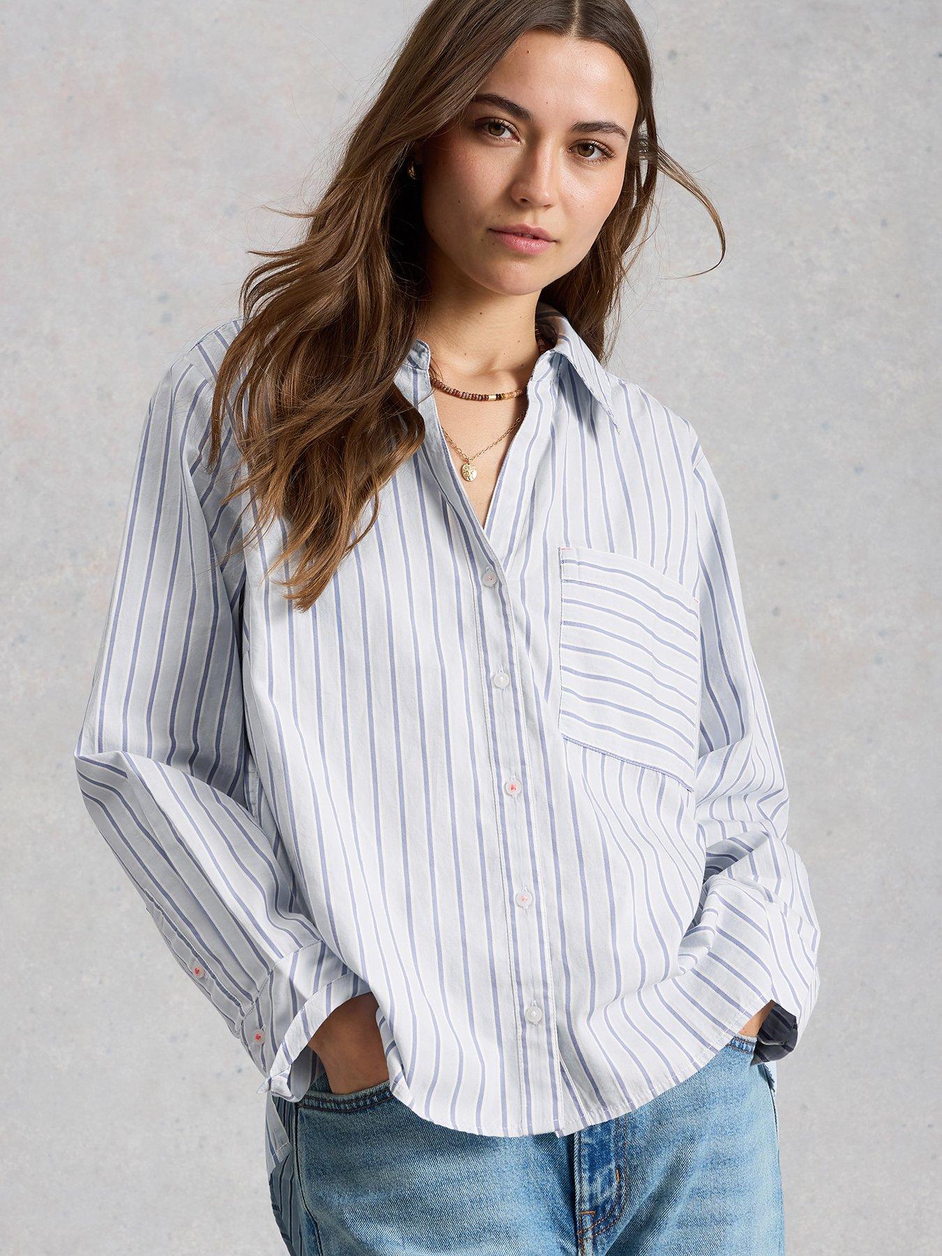 White Stuff Relaxed Fit Sadie Poplin Boyfriend Shirt - Blue