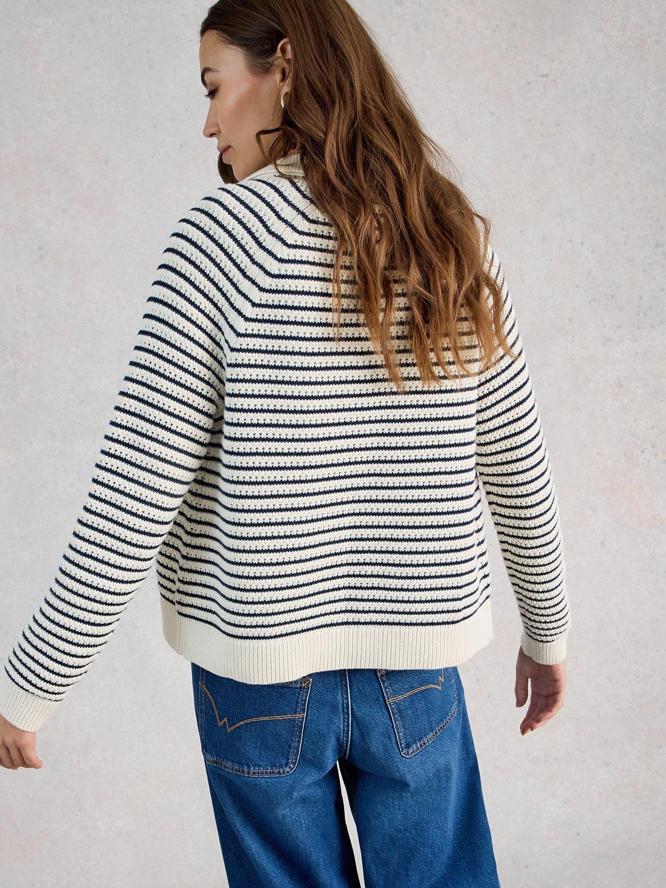 Image 2 of 6 of White Stuff Chaterly Stripe Cardigan - White