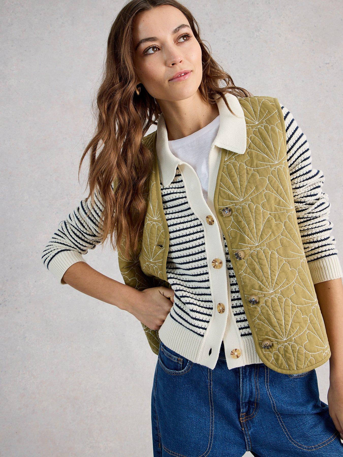 Image 4 of 6 of White Stuff Chaterly Stripe Cardigan - White
