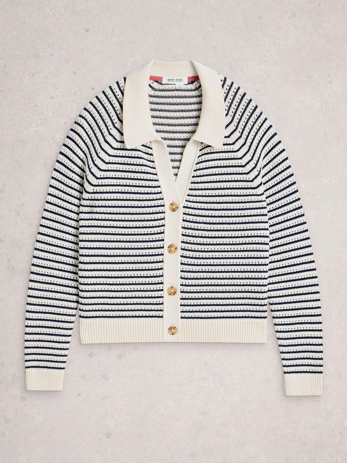 Image 5 of 6 of White Stuff Chaterly Stripe Cardigan - White