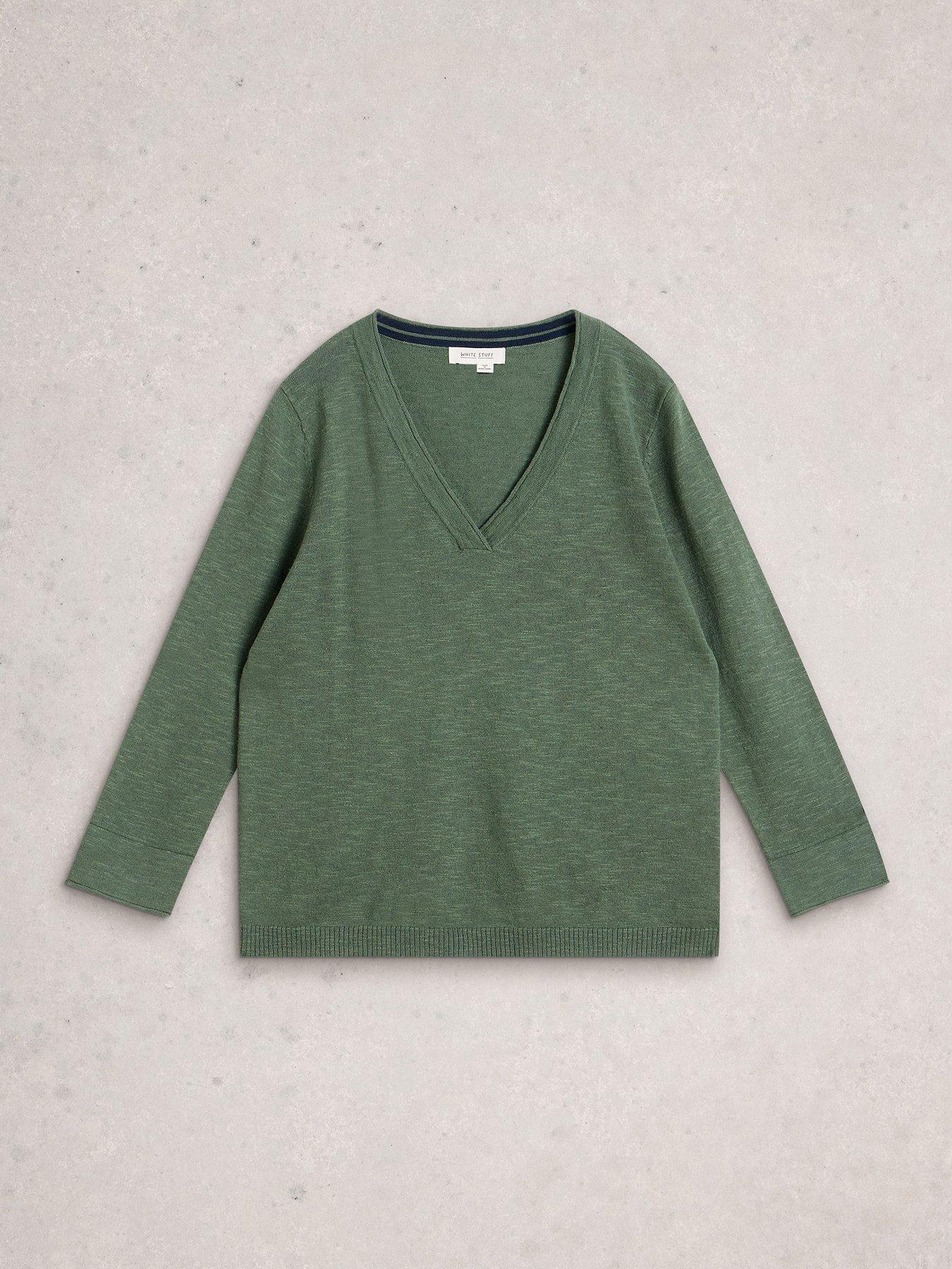  image of white-stuff-elody-linen-blend-jumper-green