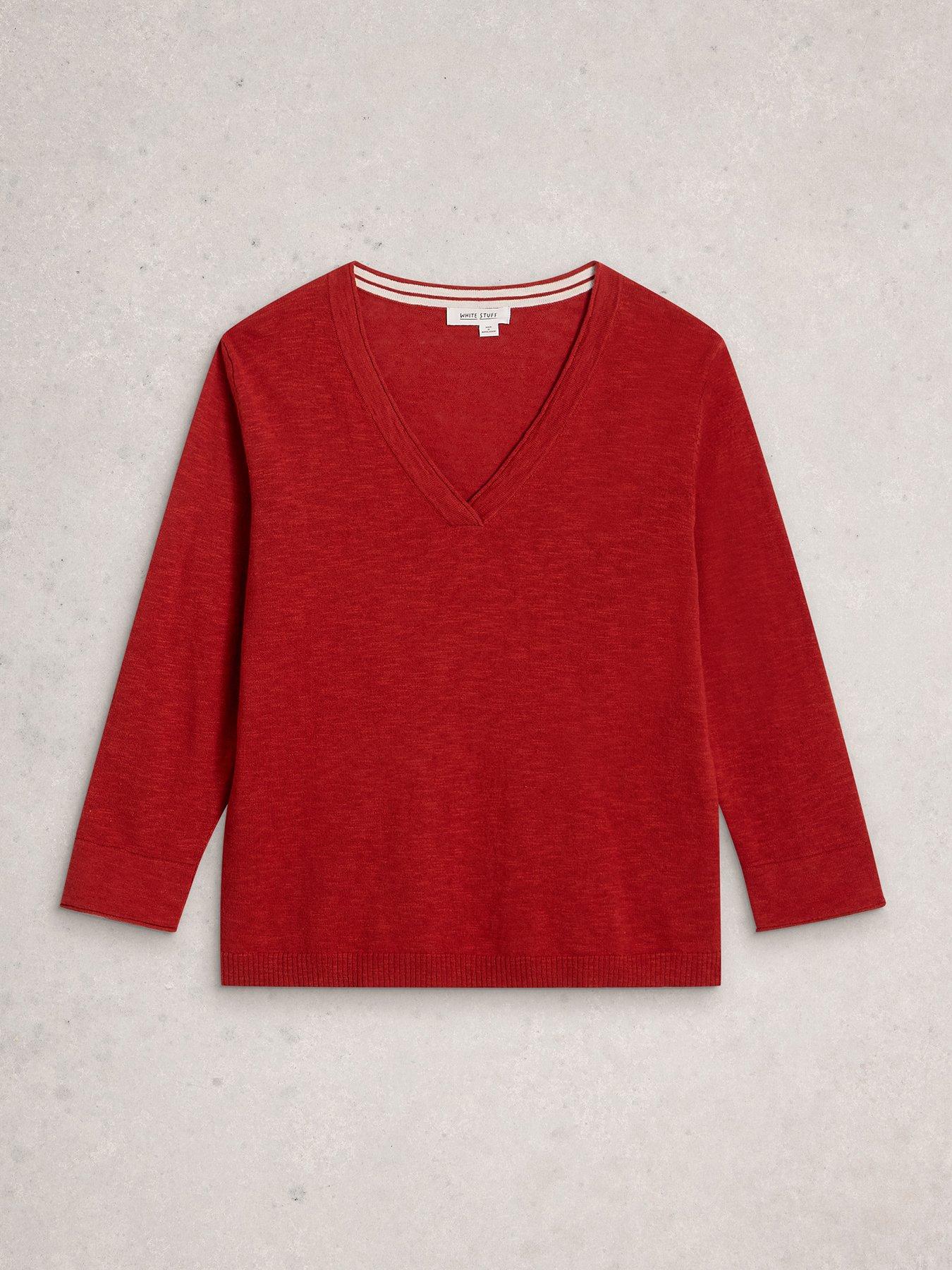  image of white-stuff-elody-linen-blend-jumper-red