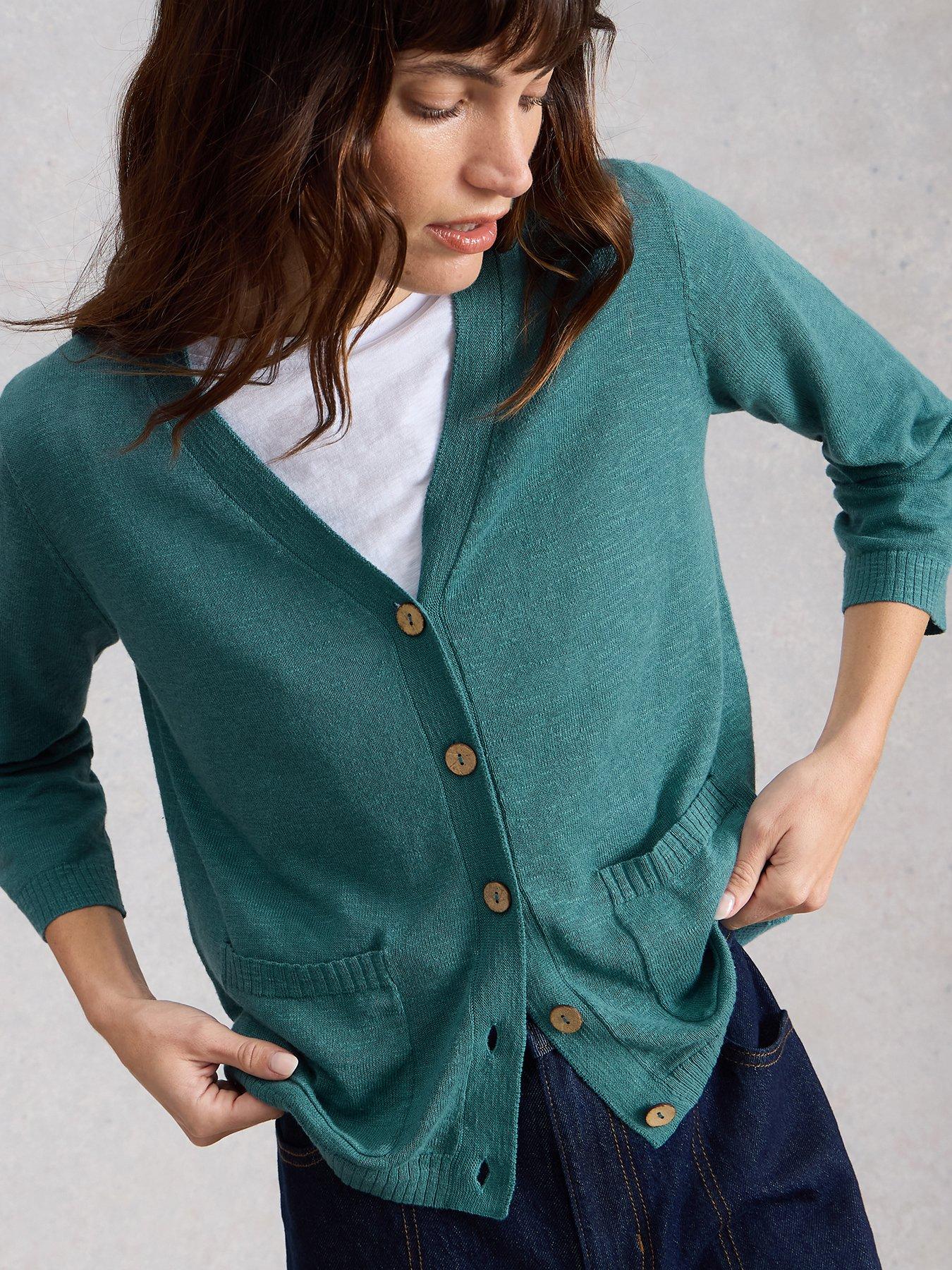 White Stuff Nova Linen Blend Cardigan - Blue