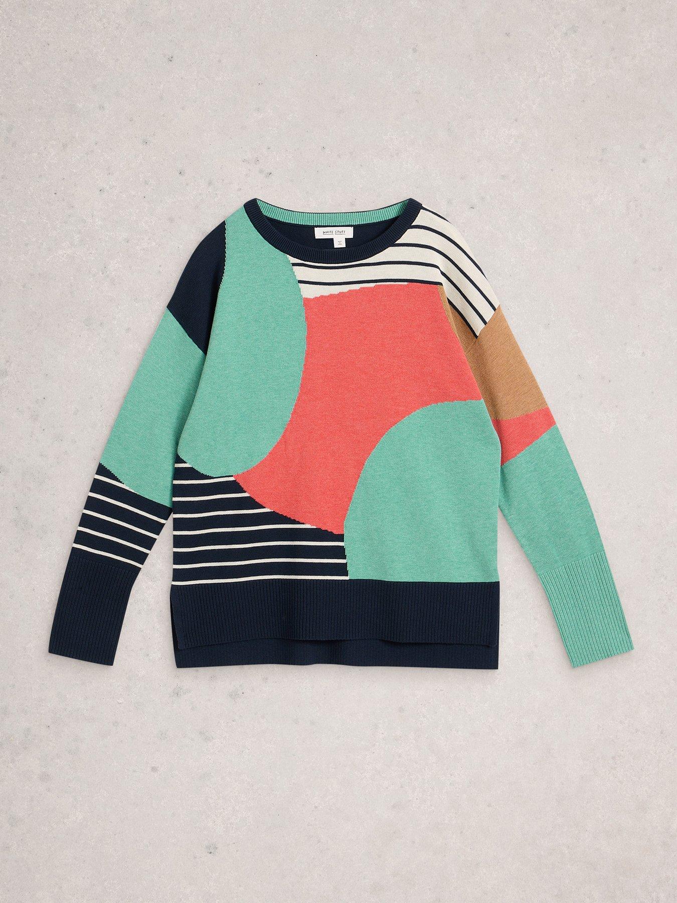  image of white-stuff-olive-abstract-jumper