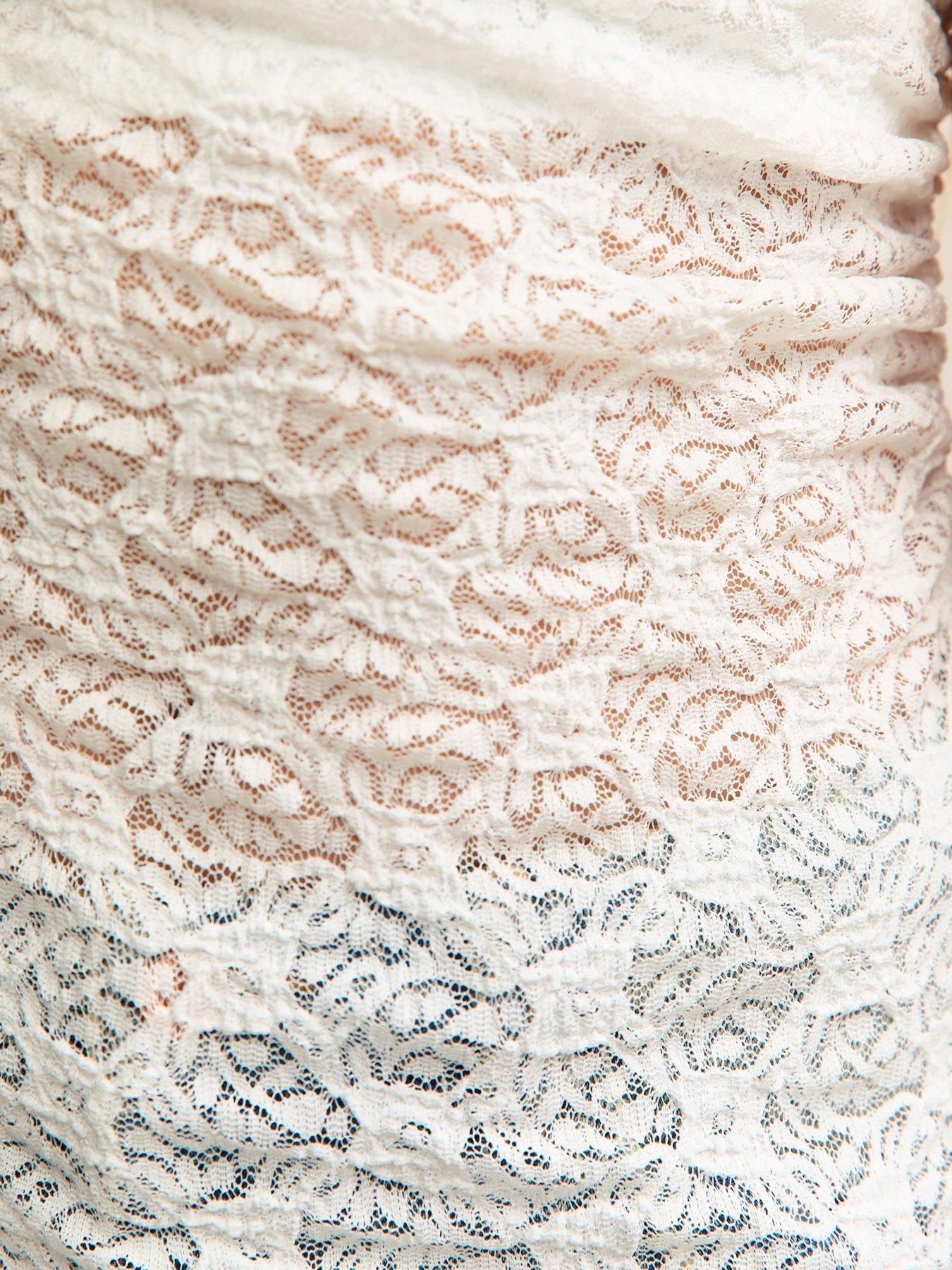 Image 5 of 5 of New Look 915 Girls Jersey Lace Asymmetric Bandeau Top - White