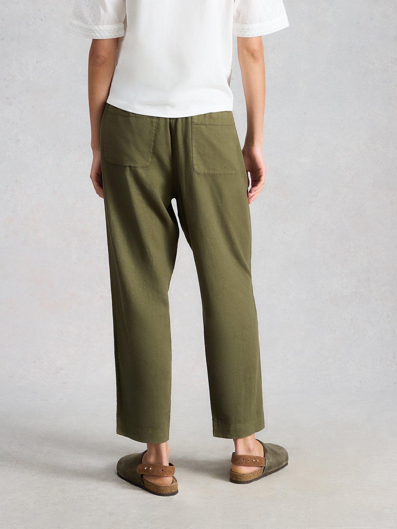  image of white-stuff-elle-linen-blend-trouser-green
