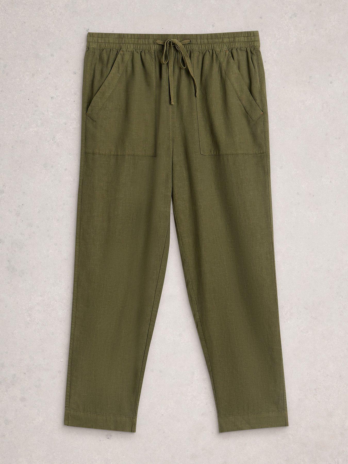  image of white-stuff-elle-linen-blend-trouser-green