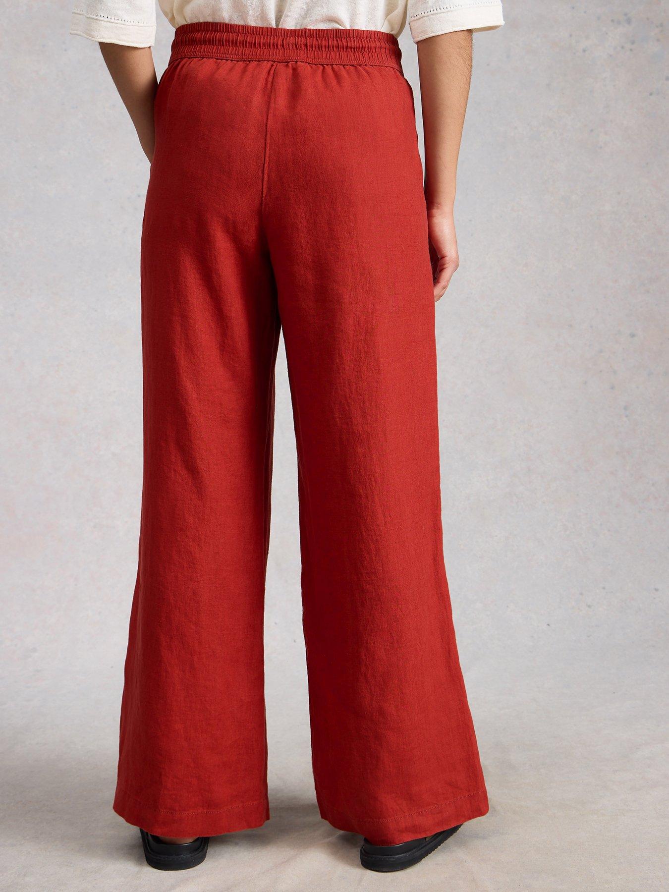 stillFront image of white-stuff-ally-linen-wide-leg-trouser-red