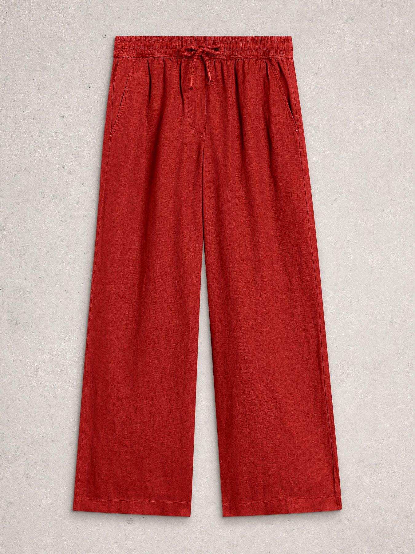  image of white-stuff-ally-linen-wide-leg-trouser-red