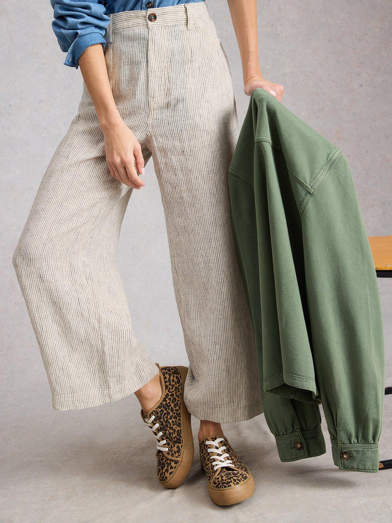 White Stuff Tia Linen Wide Leg Crop Trousers - White