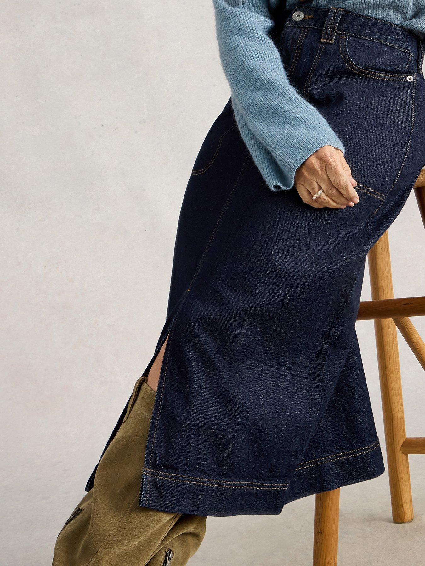 White Stuff Tia Denim Midi Skirt - Blue