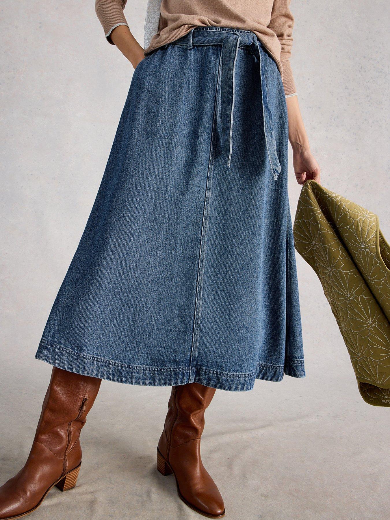 White Stuff Lexi Denim Midi Skirt - Blue