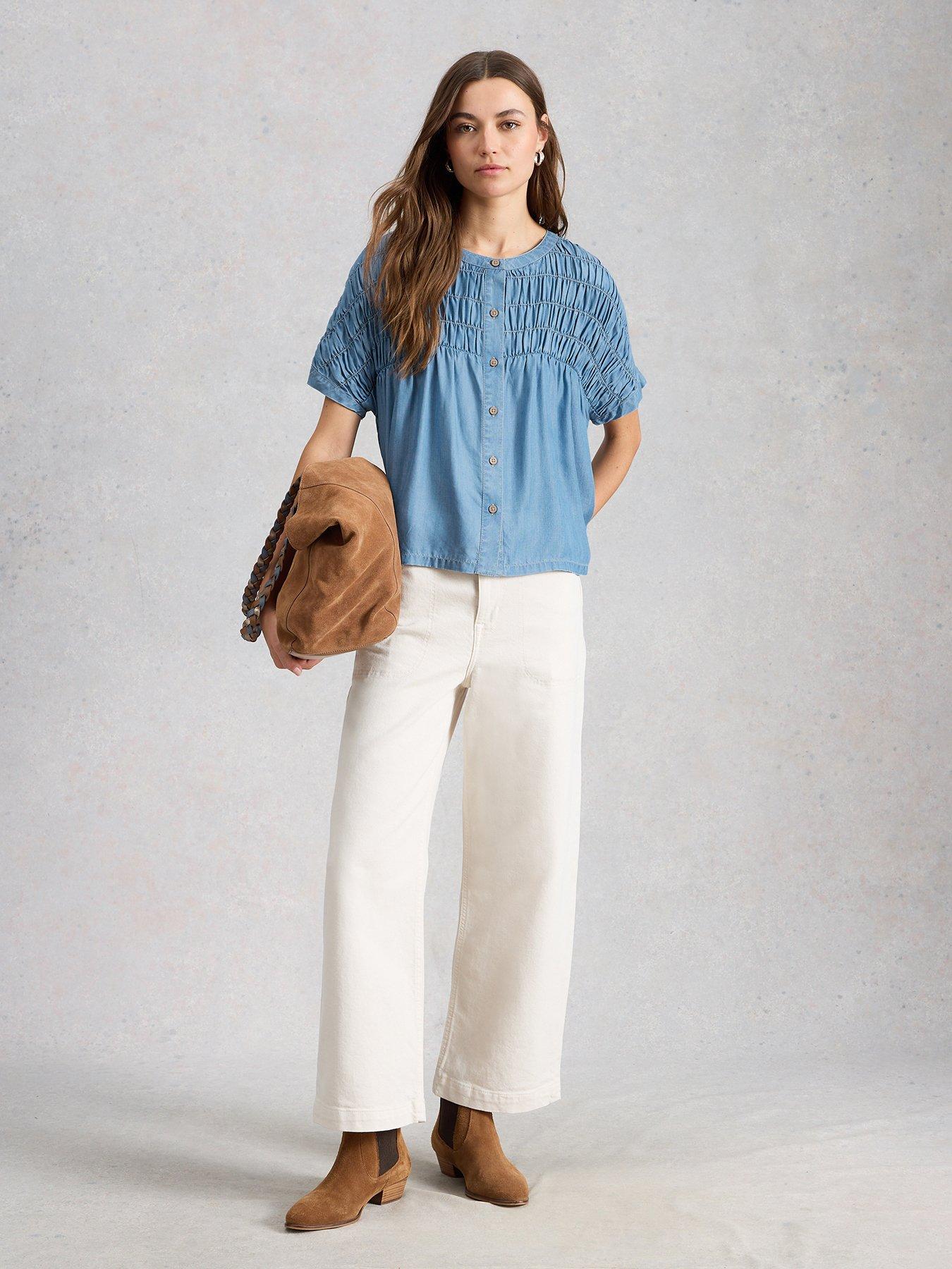 Image 3 of 6 of White Stuff Tammie Chambray Shirt - Blue