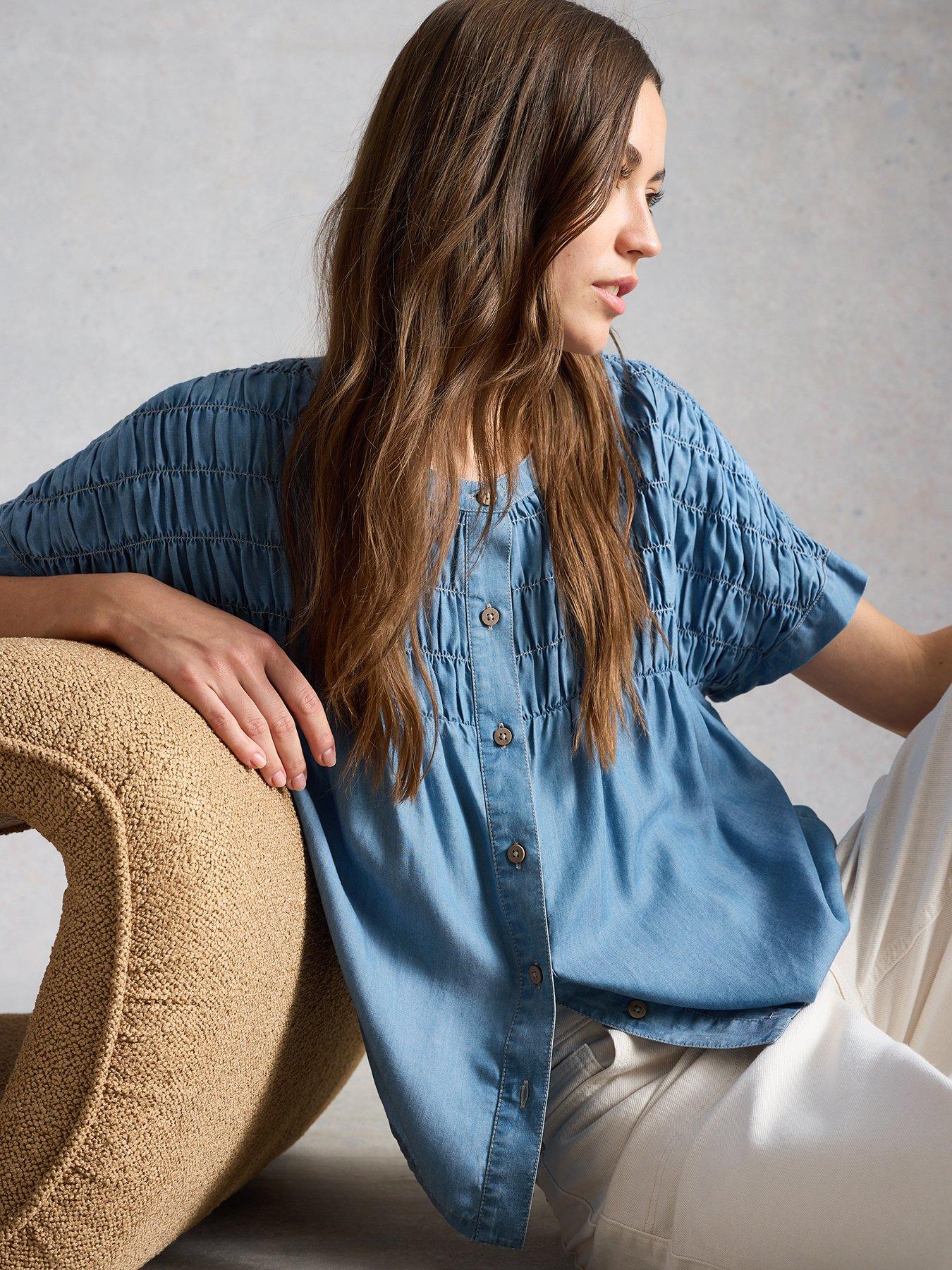 Image 4 of 6 of White Stuff Tammie Chambray Shirt - Blue