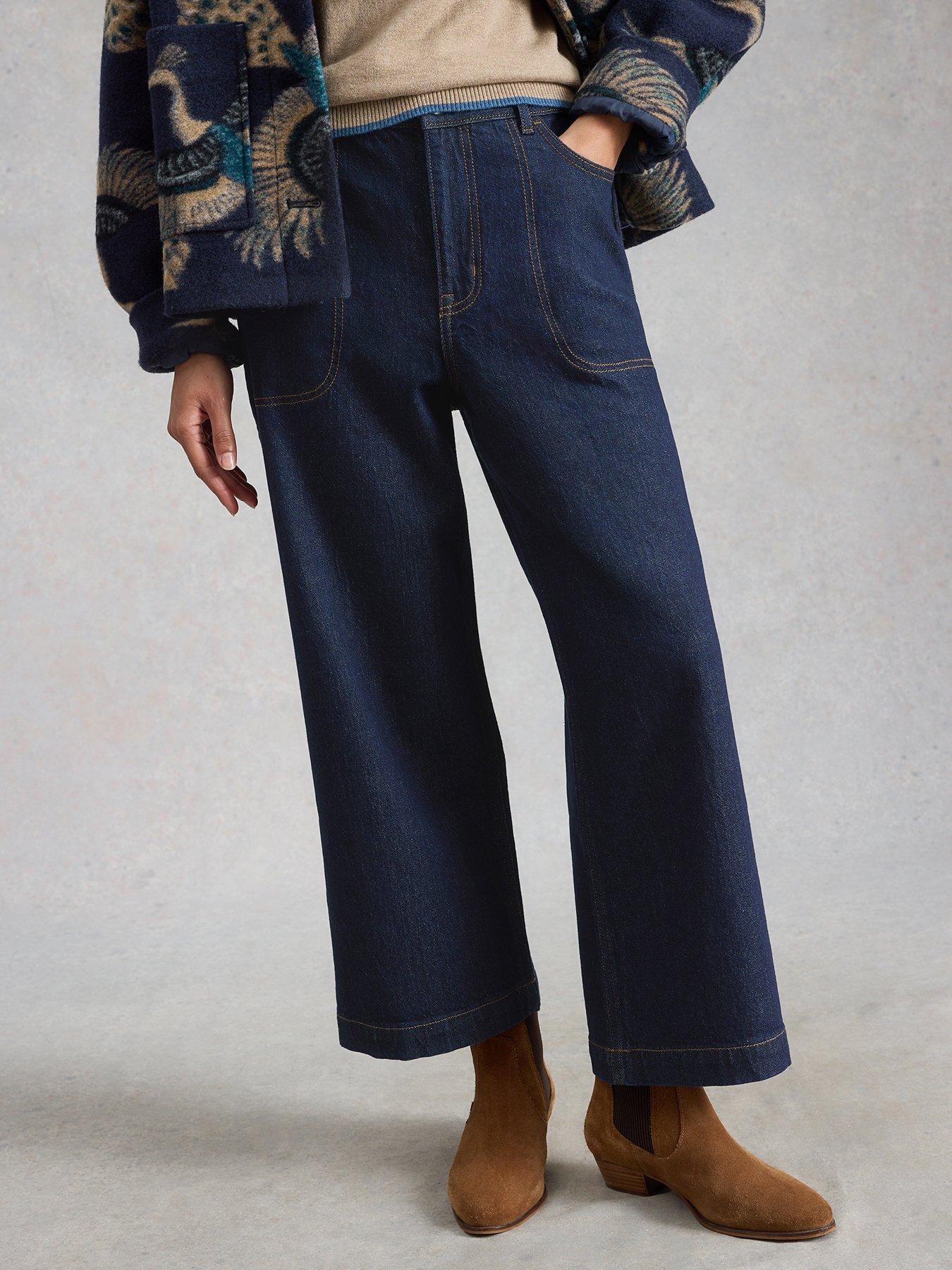 White Stuff Tia Wide Leg Crop Jeans - Blue