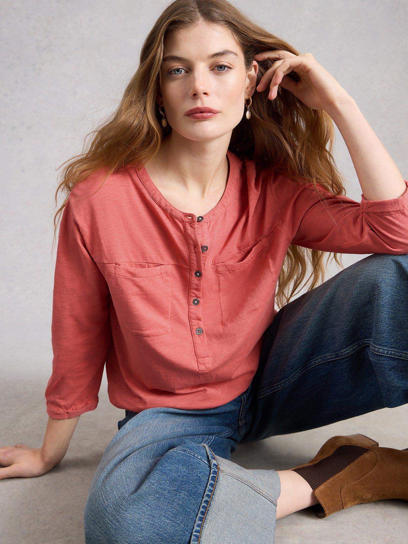  image of white-stuff-beth-34-sleeve-shirt-pink