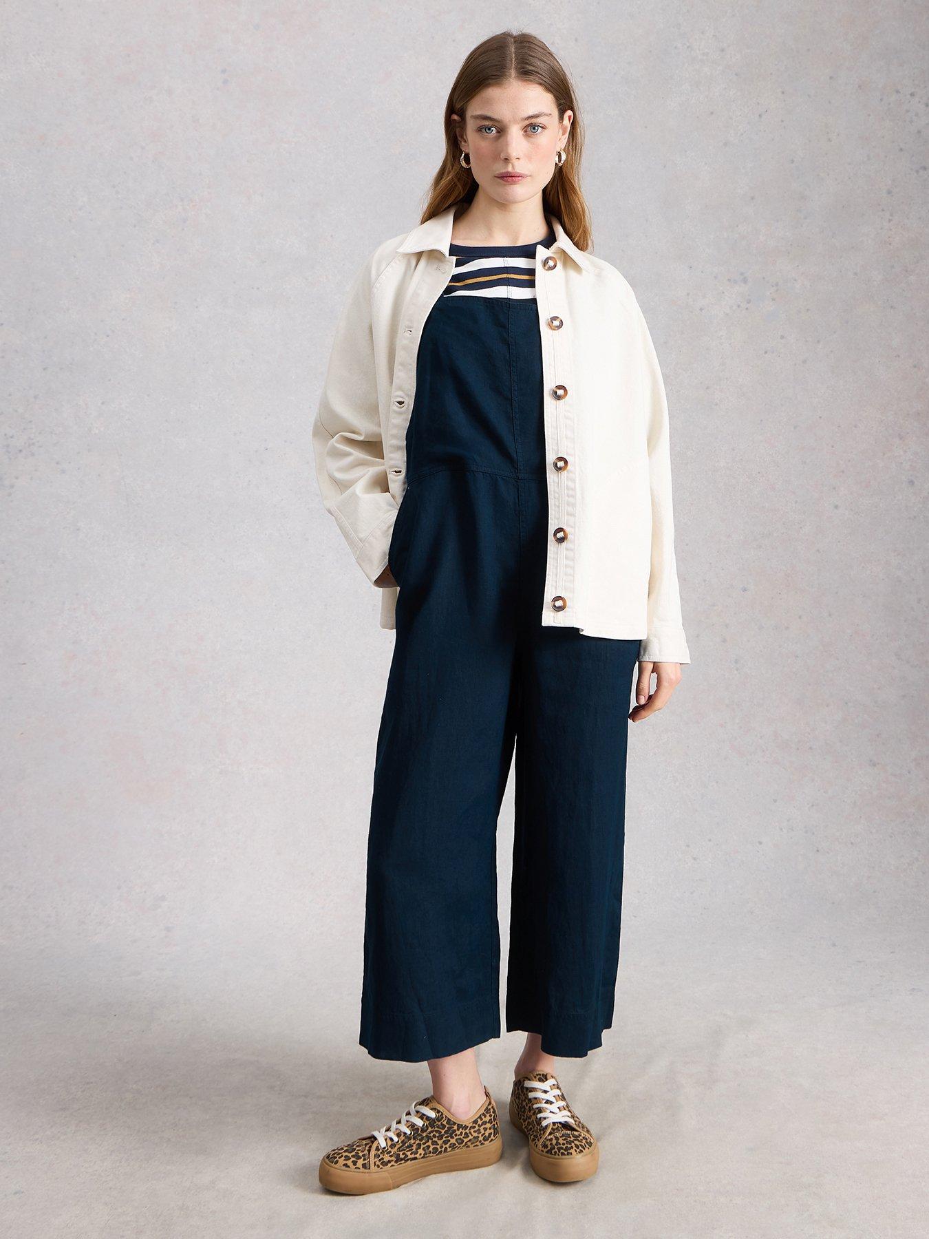 Image 3 of 6 of White Stuff Vivian Linen Dungaree - Navy