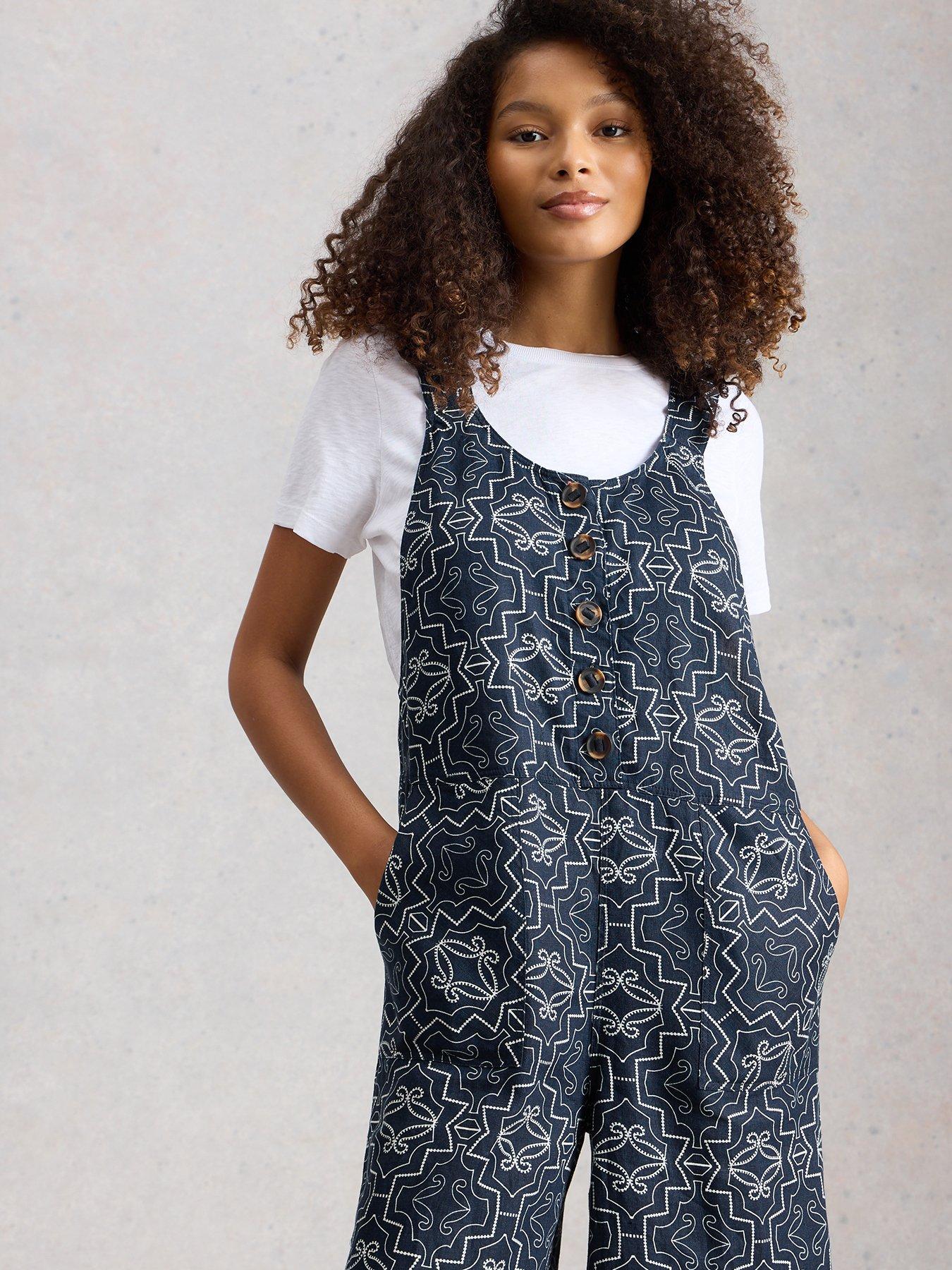 Image 4 of 6 of White Stuff Viola Linen Dungaree - Navy